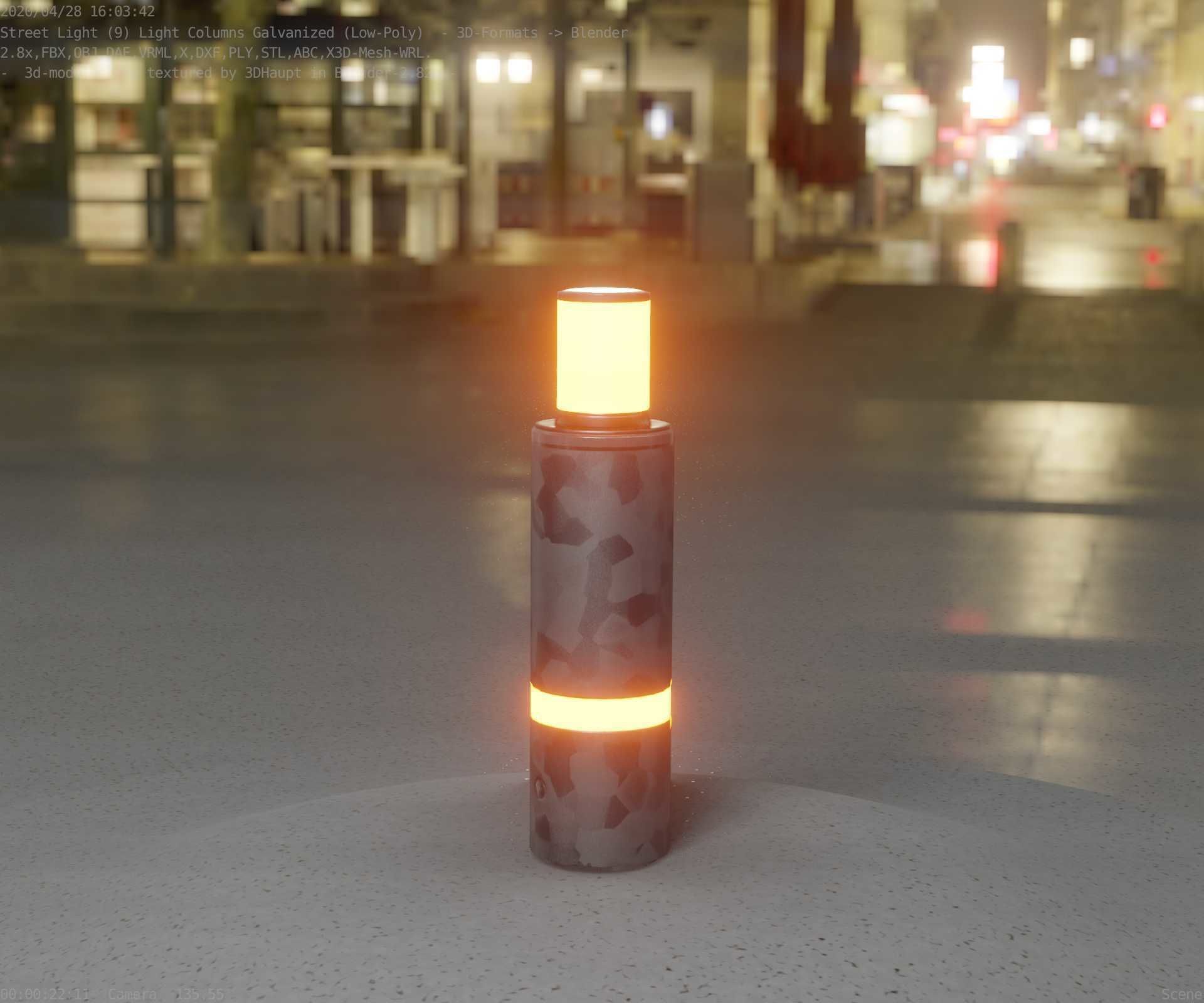 Galvanized Light-Column -6- Street-Light 9 Low-poly 3D model_14