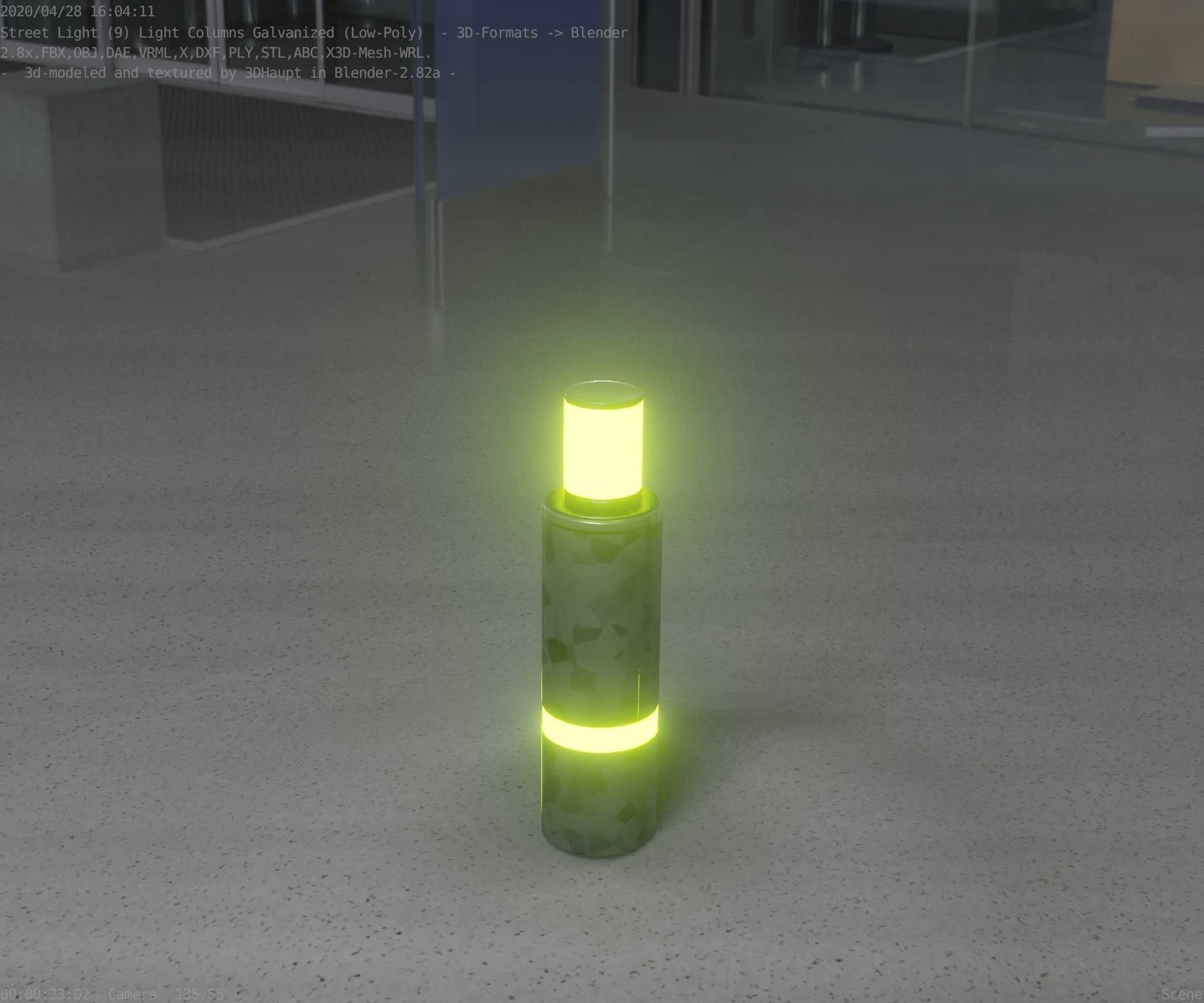 Galvanized Light-Column -6- Street-Light 9 Low-poly 3D model_8