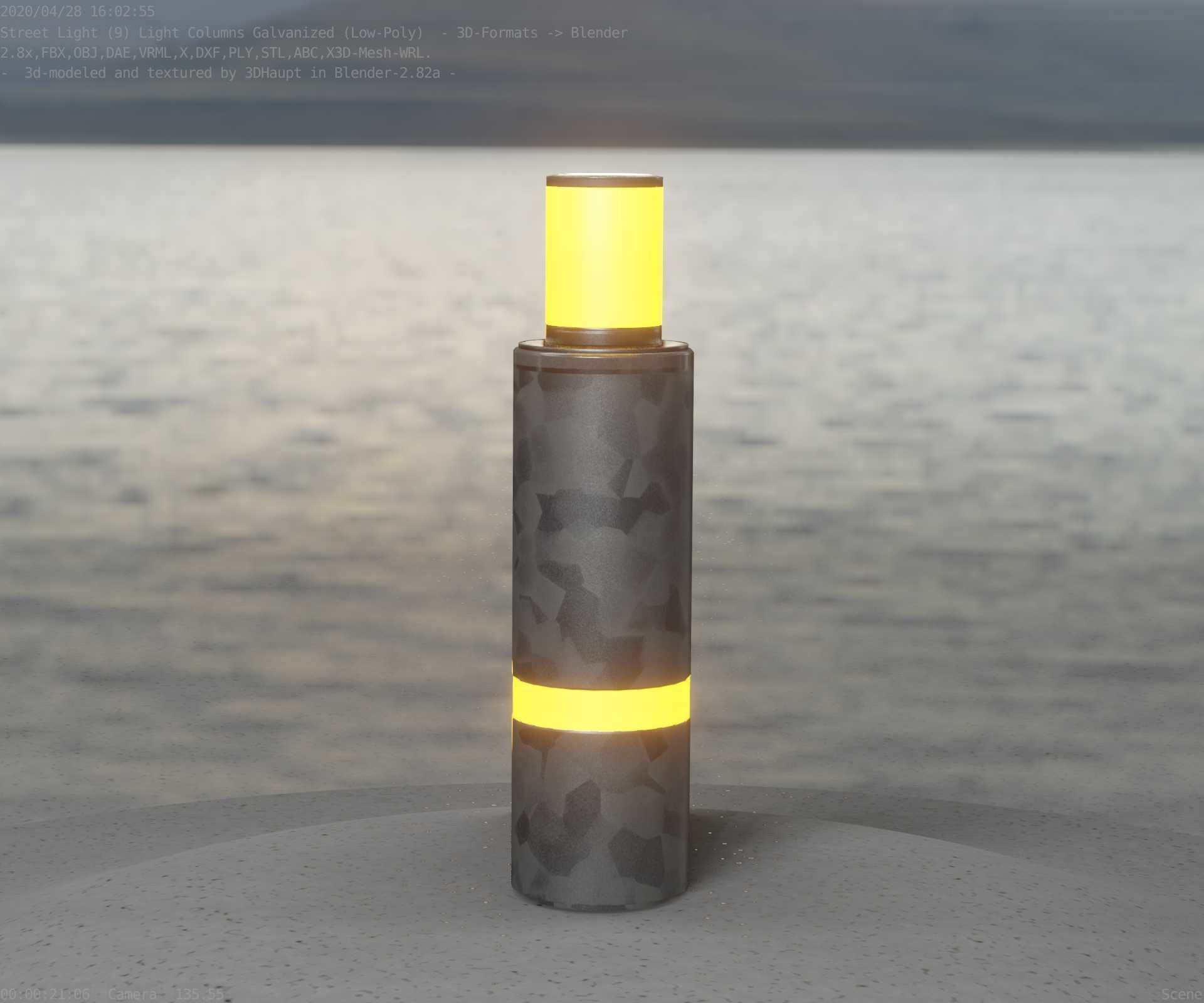 Galvanized Light-Column -6- Street-Light 9 Low-poly 3D model_30