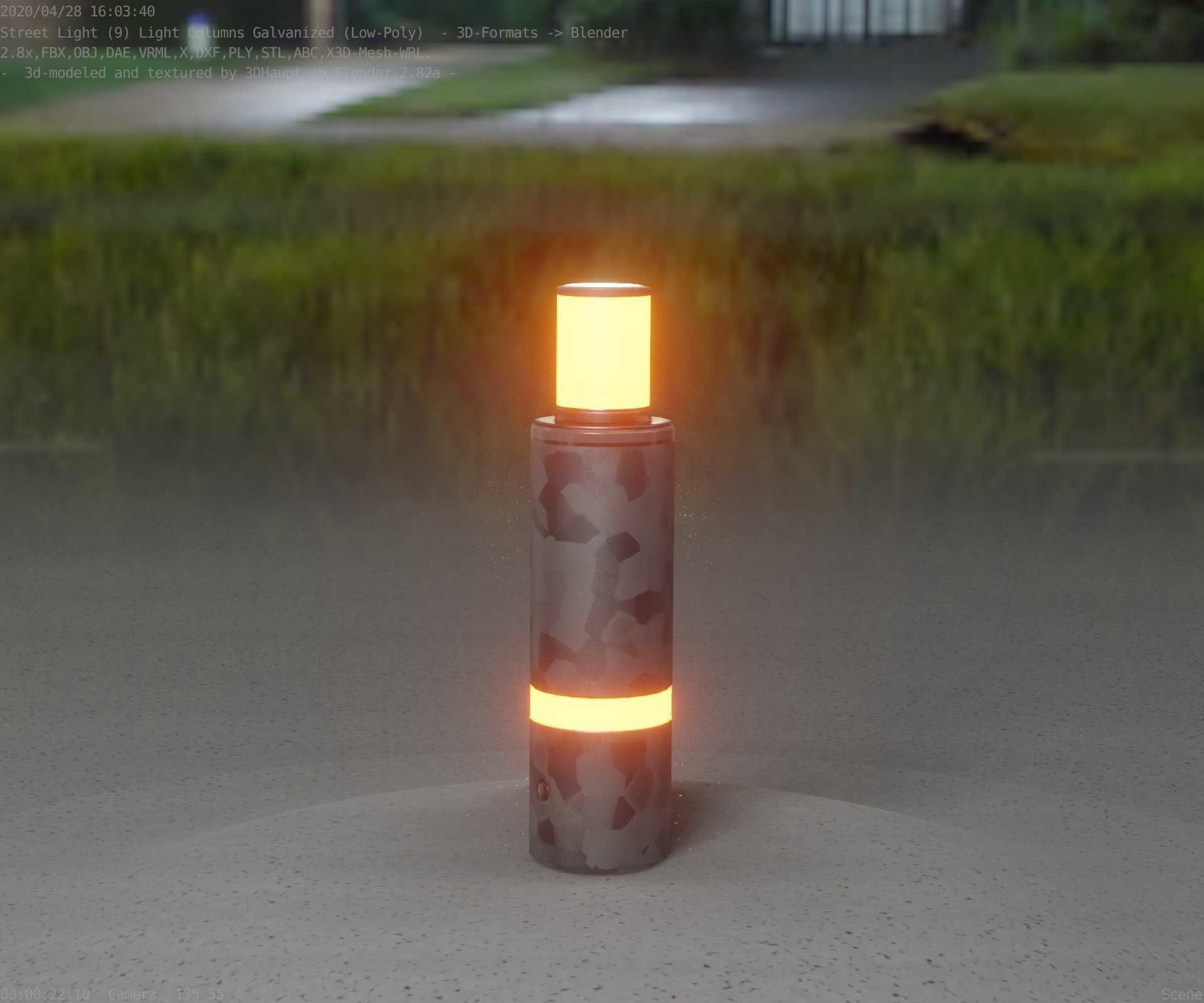 Galvanized Light-Column -6- Street-Light 9 Low-poly 3D model_13