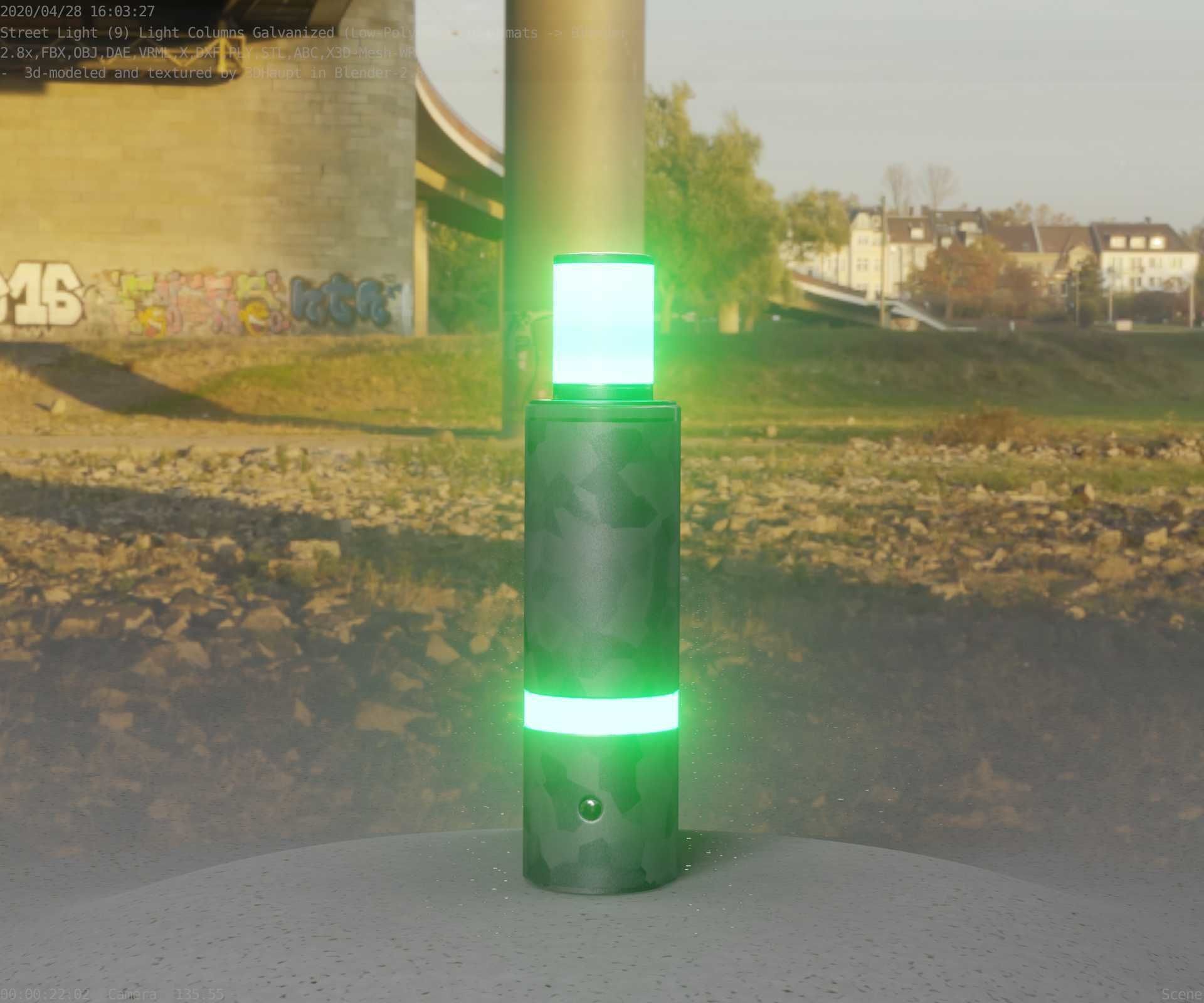 Galvanized Light-Column -6- Street-Light 9 Low-poly 3D model_50