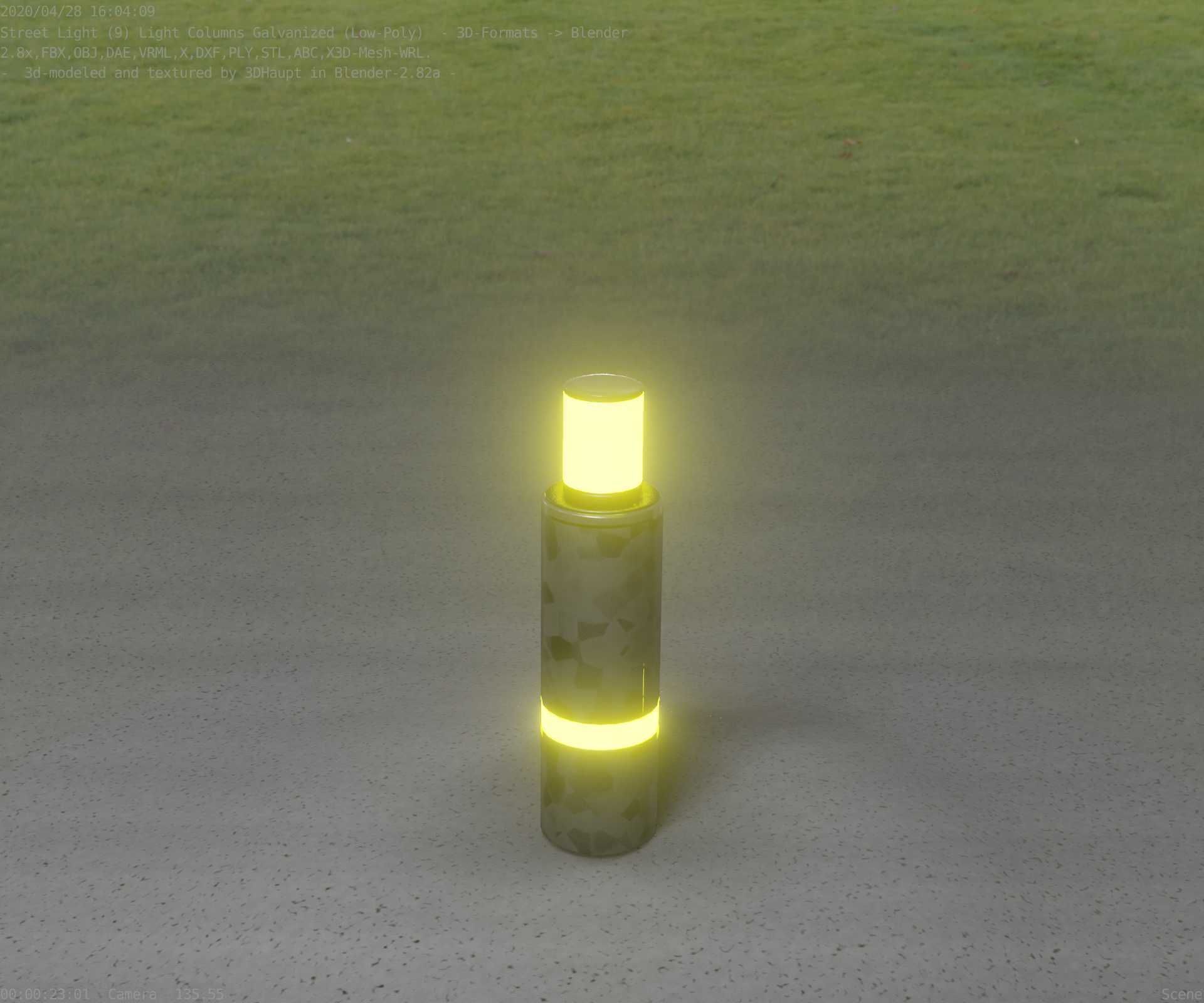 Galvanized Light-Column -6- Street-Light 9 Low-poly 3D model_6