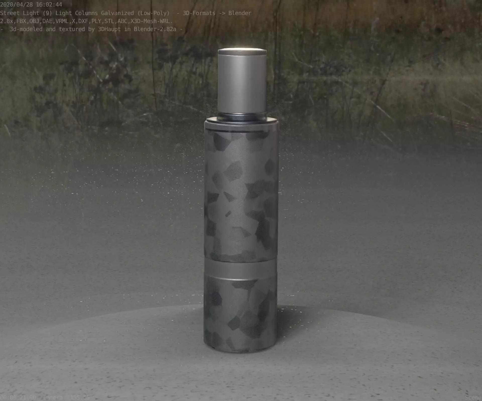 Galvanized Light-Column -6- Street-Light 9 Low-poly 3D model_0