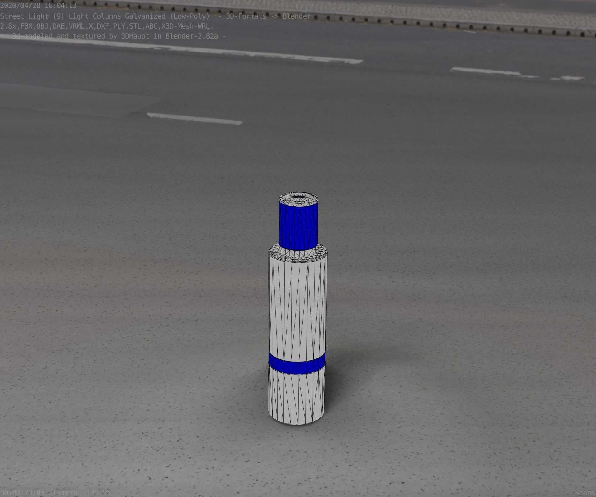 Galvanized Light-Column -6- Street-Light 9 Low-poly 3D model_9