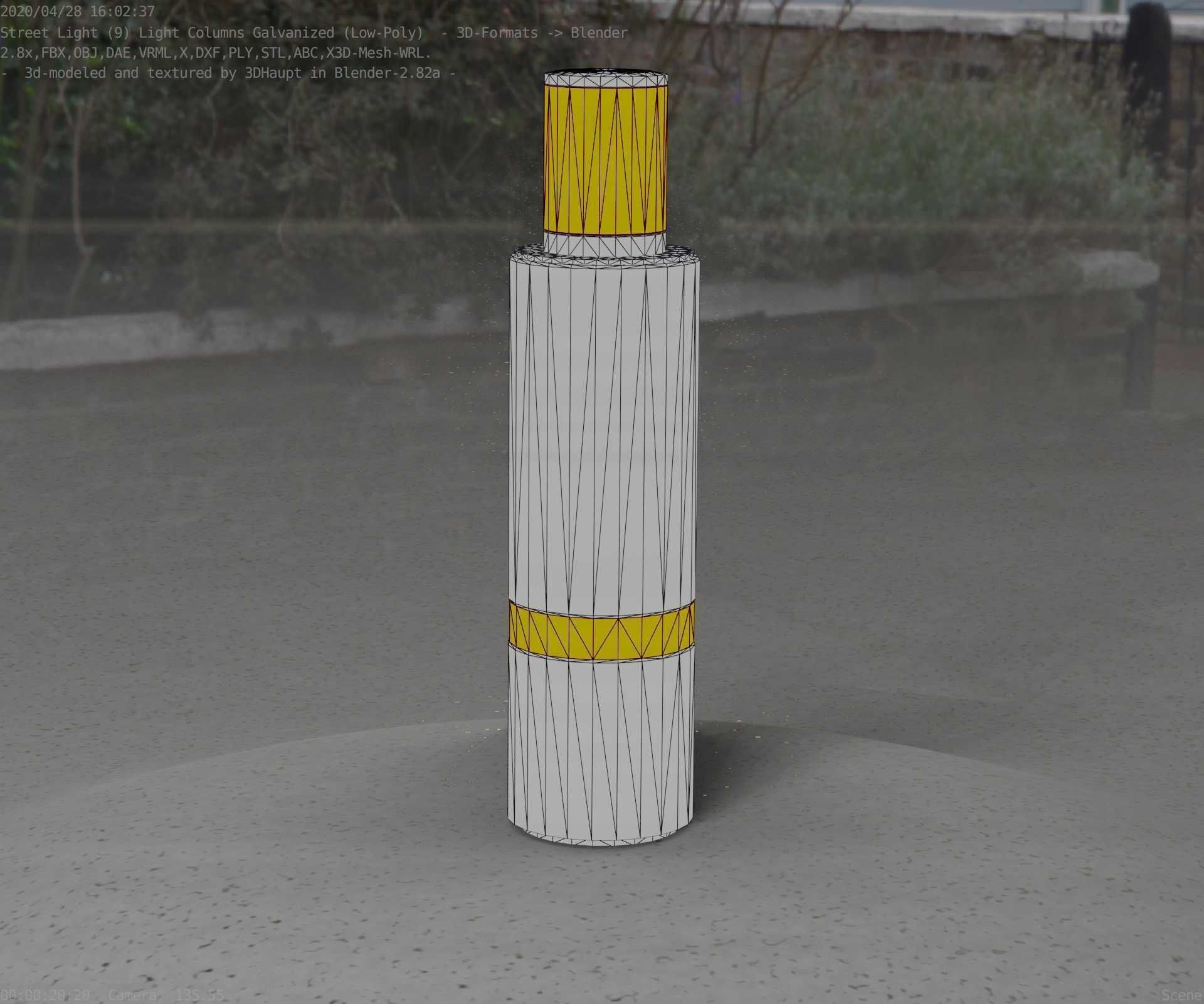 Galvanized Light-Column -6- Street-Light 9 Low-poly 3D model_1