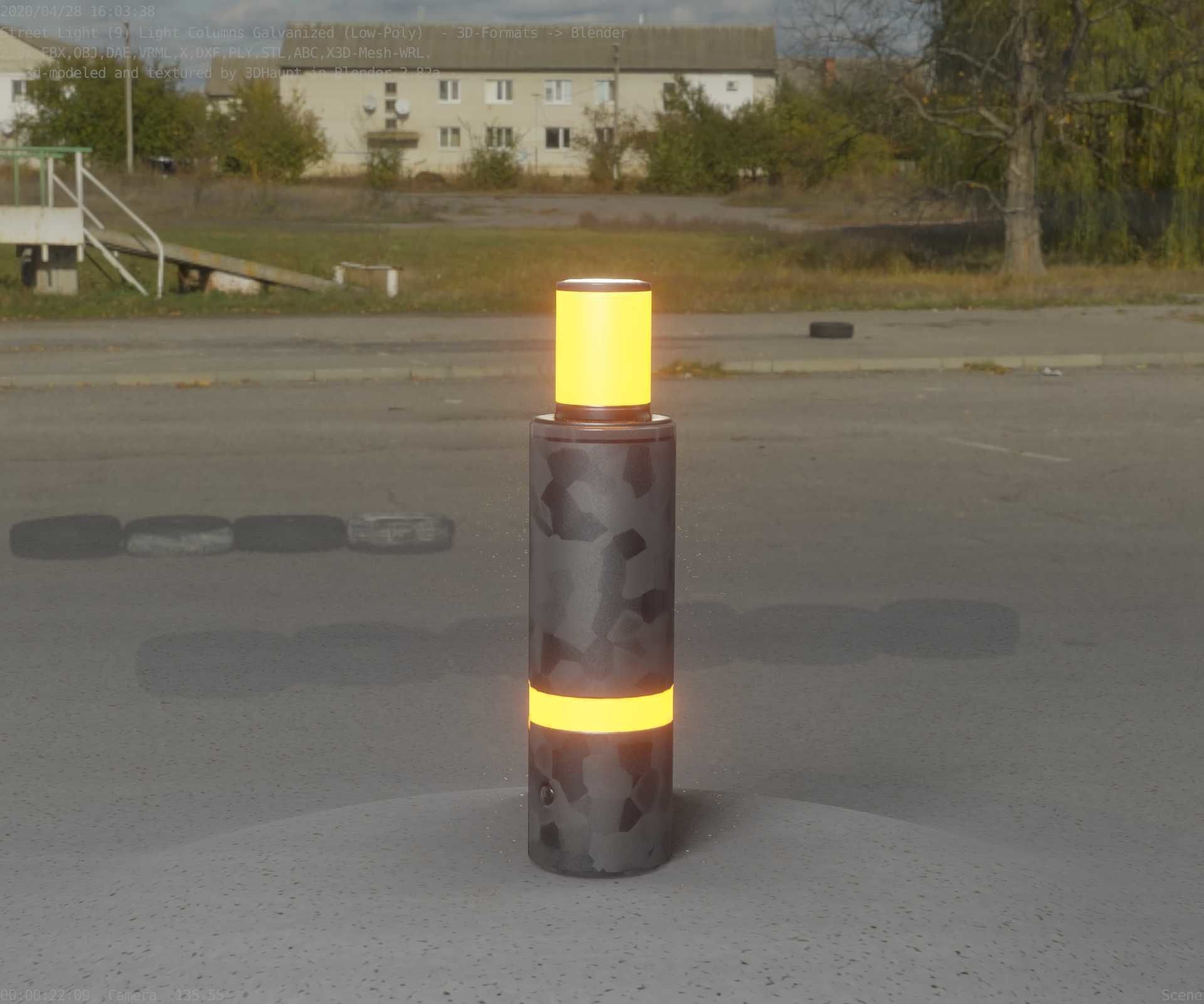 Galvanized Light-Column -6- Street-Light 9 Low-poly 3D model_12