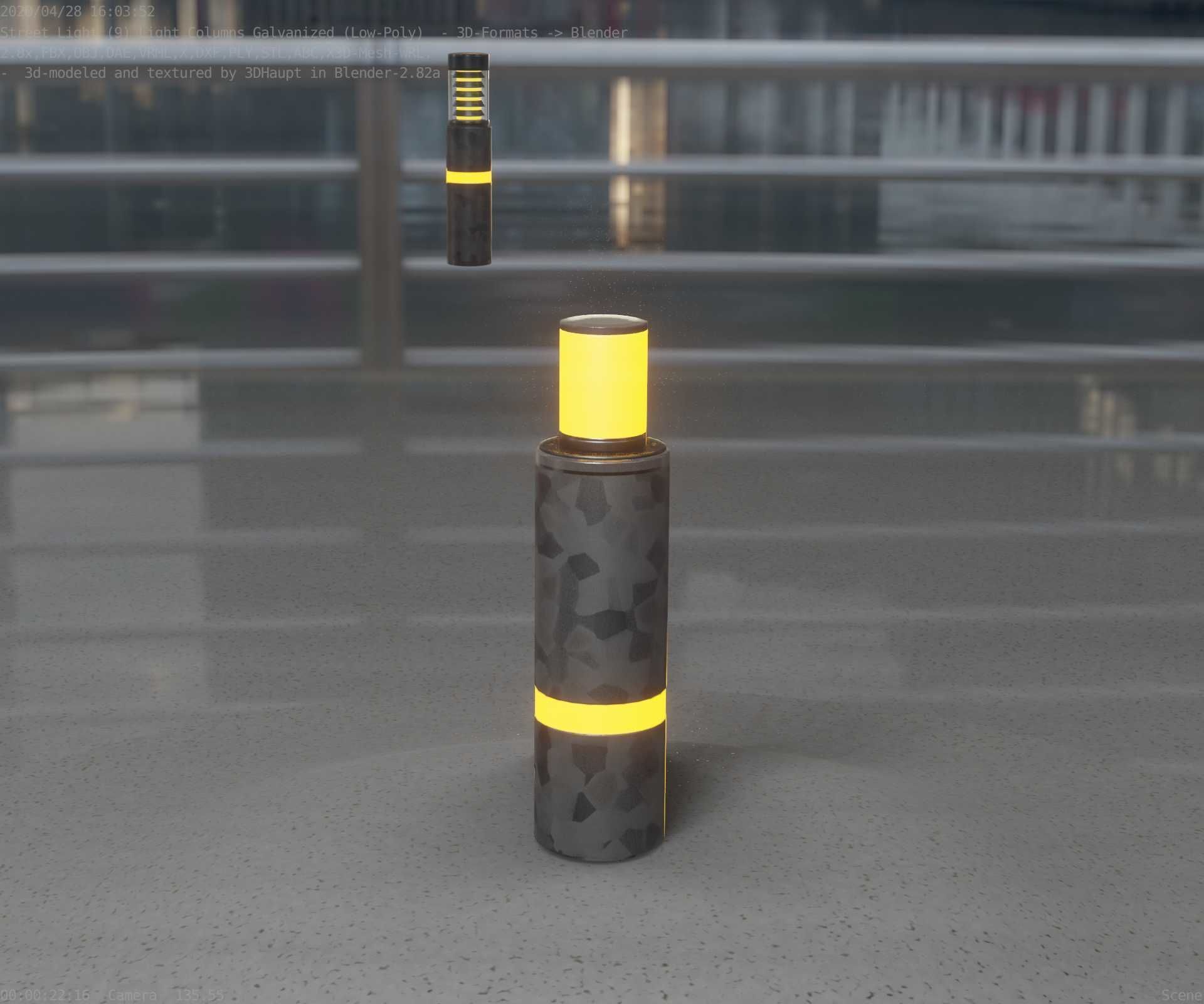 Galvanized Light-Column -6- Street-Light 9 Low-poly 3D model_20