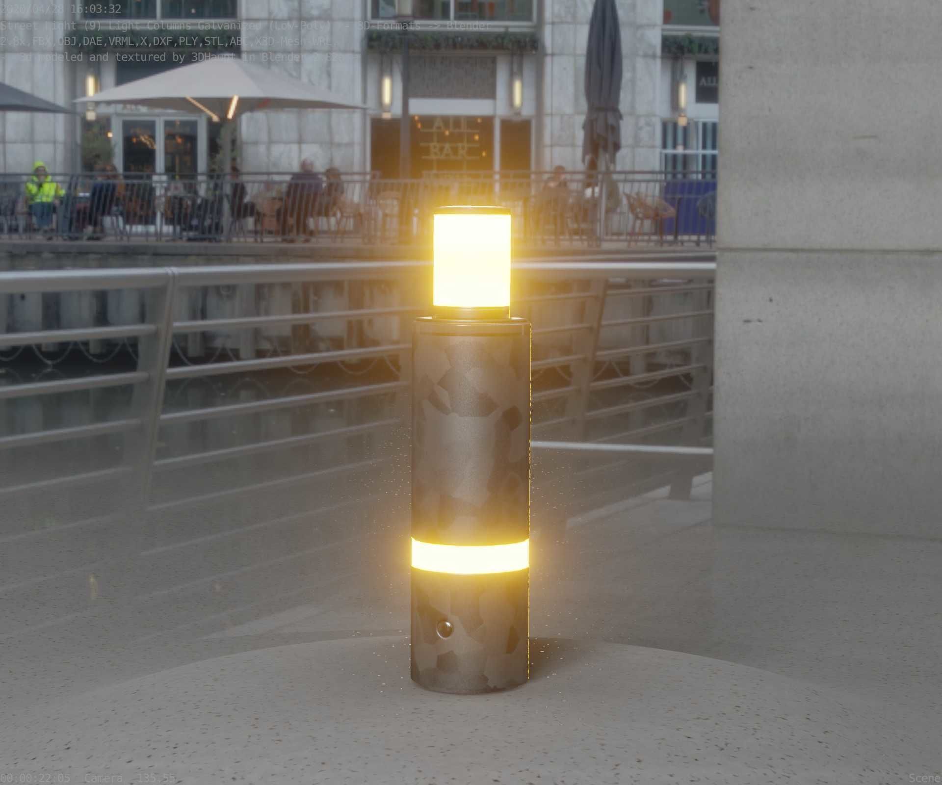 Galvanized Light-Column -6- Street-Light 9 Low-poly 3D model_2