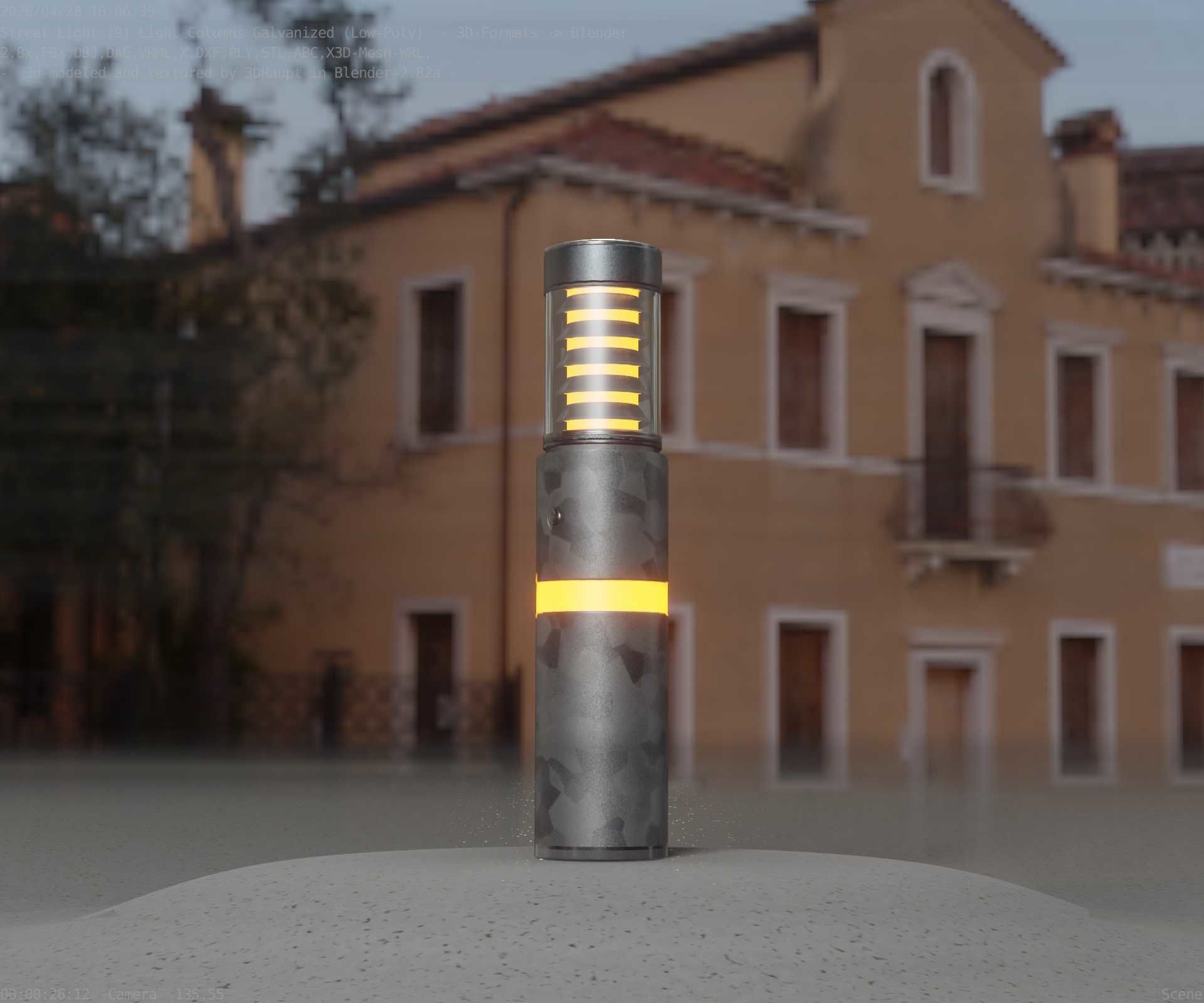 Galvanized Light-Column -7- Street-Light 9 Low-poly 3D model_3