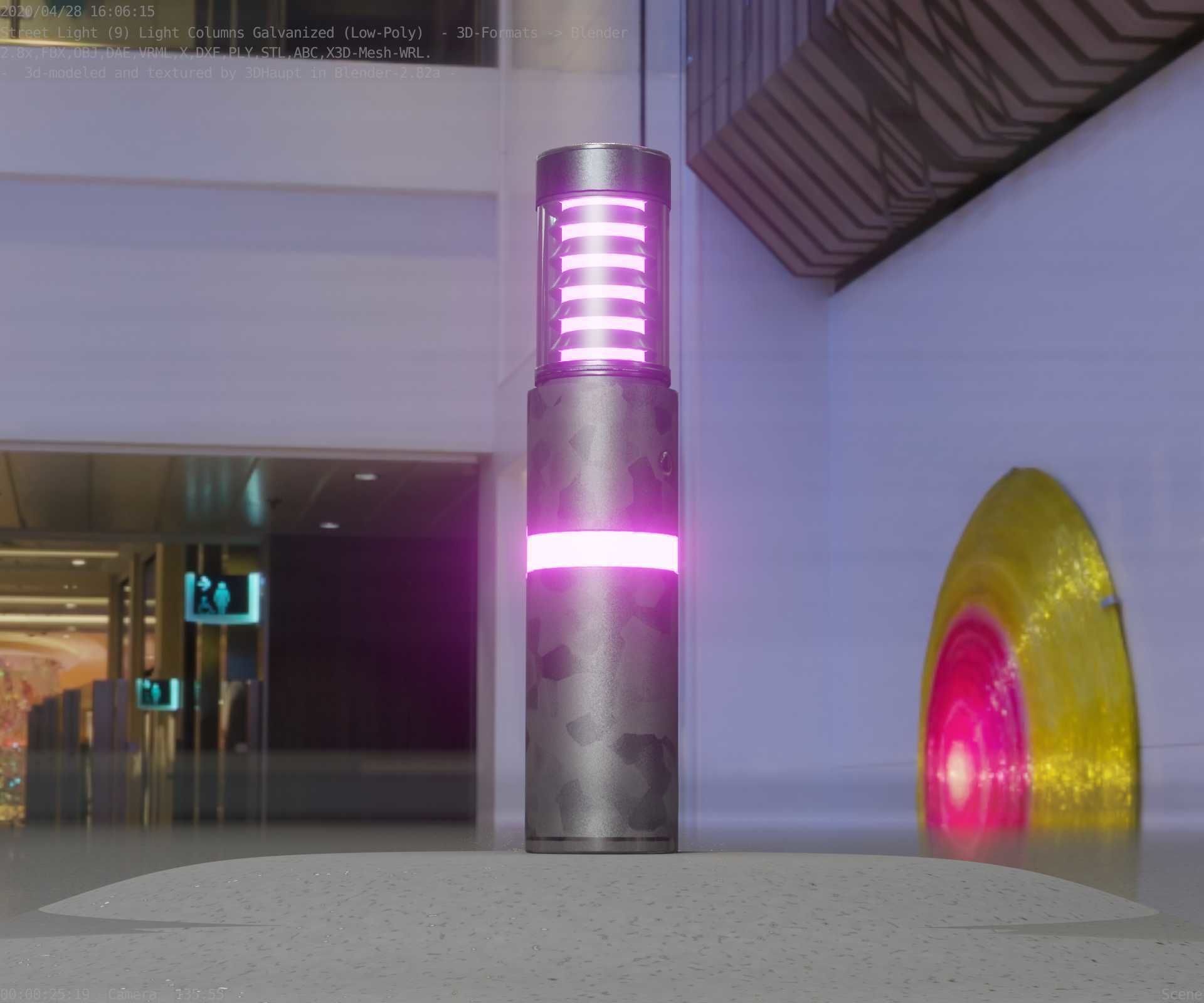 Galvanized Light-Column -7- Street-Light 9 Low-poly 3D model_45