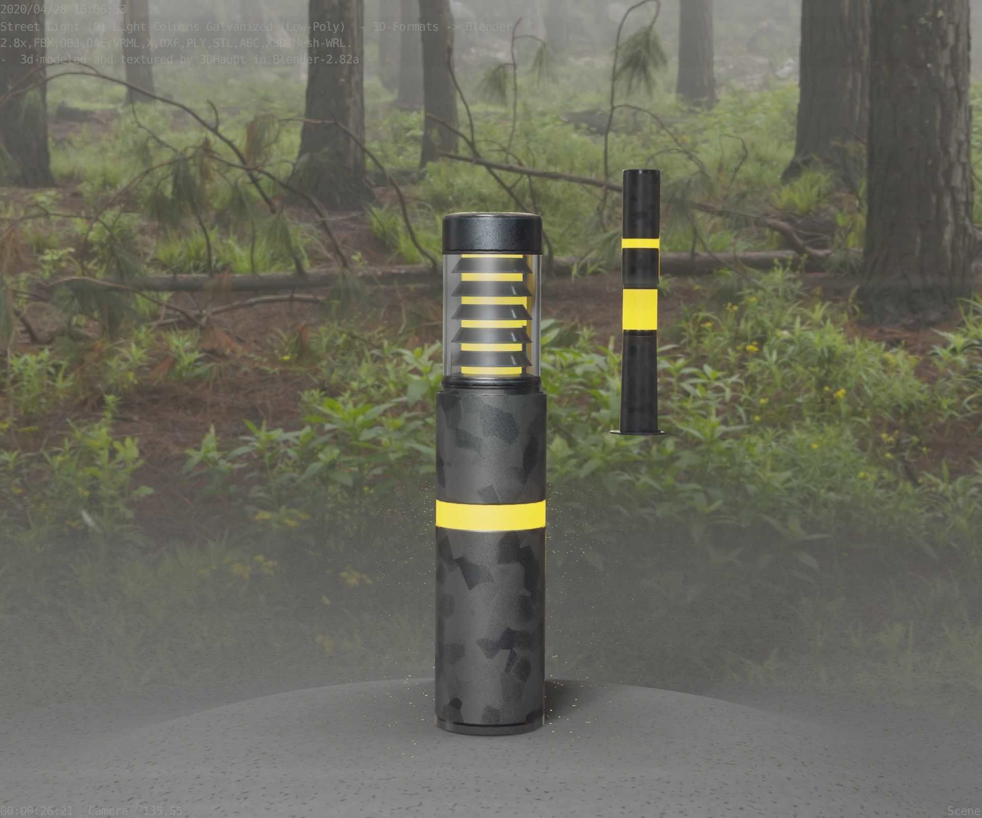 Galvanized Light-Column -7- Street-Light 9 Low-poly 3D model_13