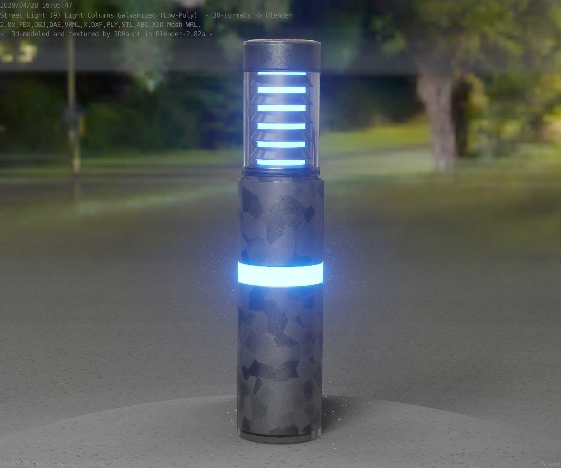 Galvanized Light-Column -7- Street-Light 9 Low-poly 3D model_26