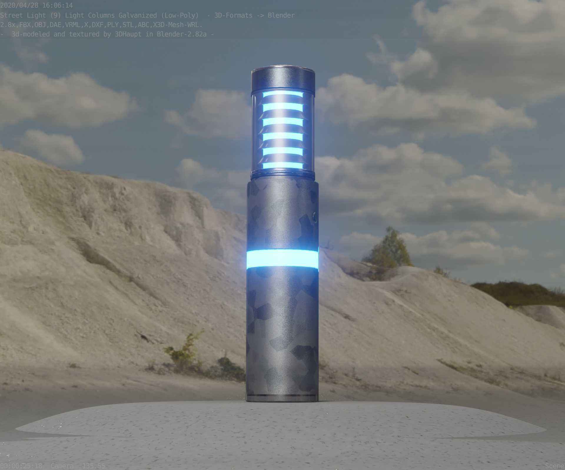 Galvanized Light-Column -7- Street-Light 9 Low-poly 3D model_44