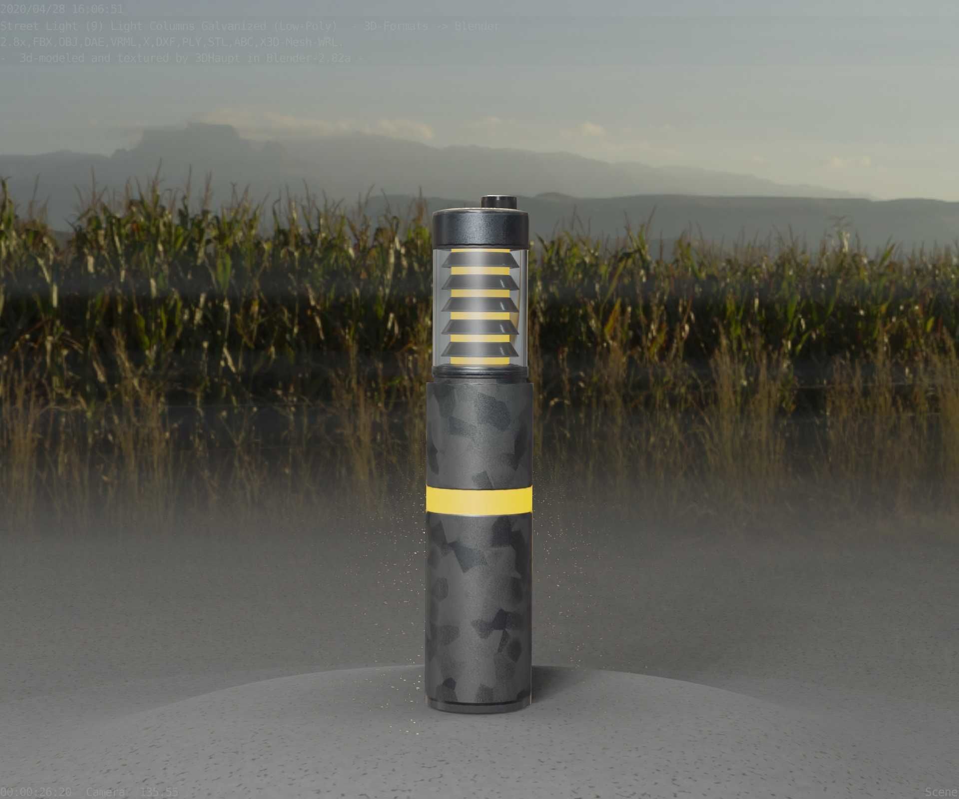 Galvanized Light-Column -7- Street-Light 9 Low-poly 3D model_12