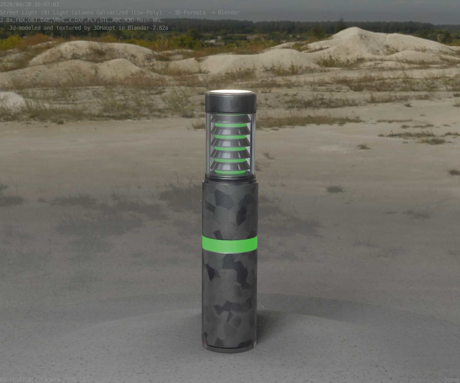 Galvanized Light-Column -7- Street-Light 9 Low-poly 3D model_66