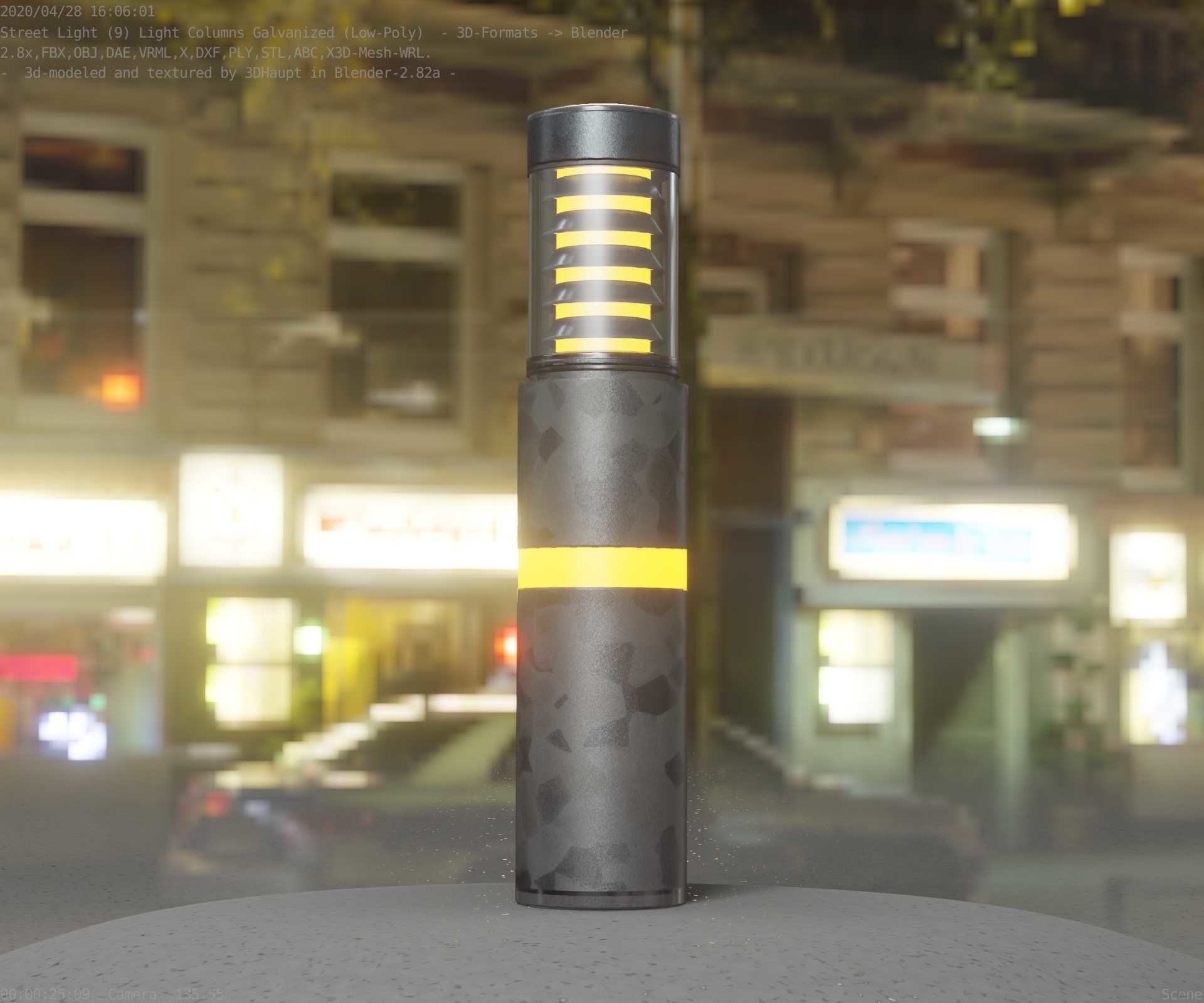 Galvanized Light-Column -7- Street-Light 9 Low-poly 3D model_35