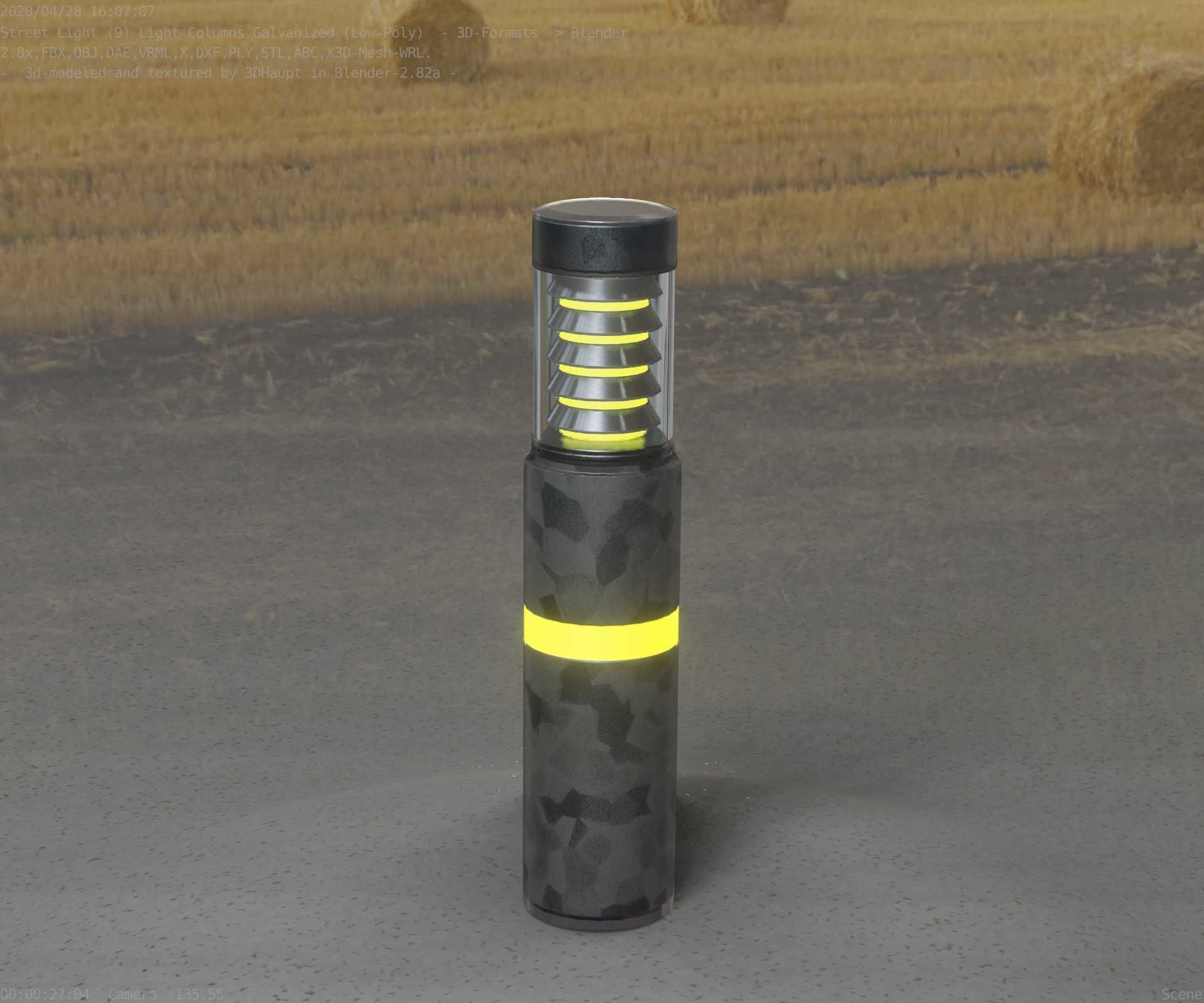 Galvanized Light-Column -7- Street-Light 9 Low-poly 3D model_69