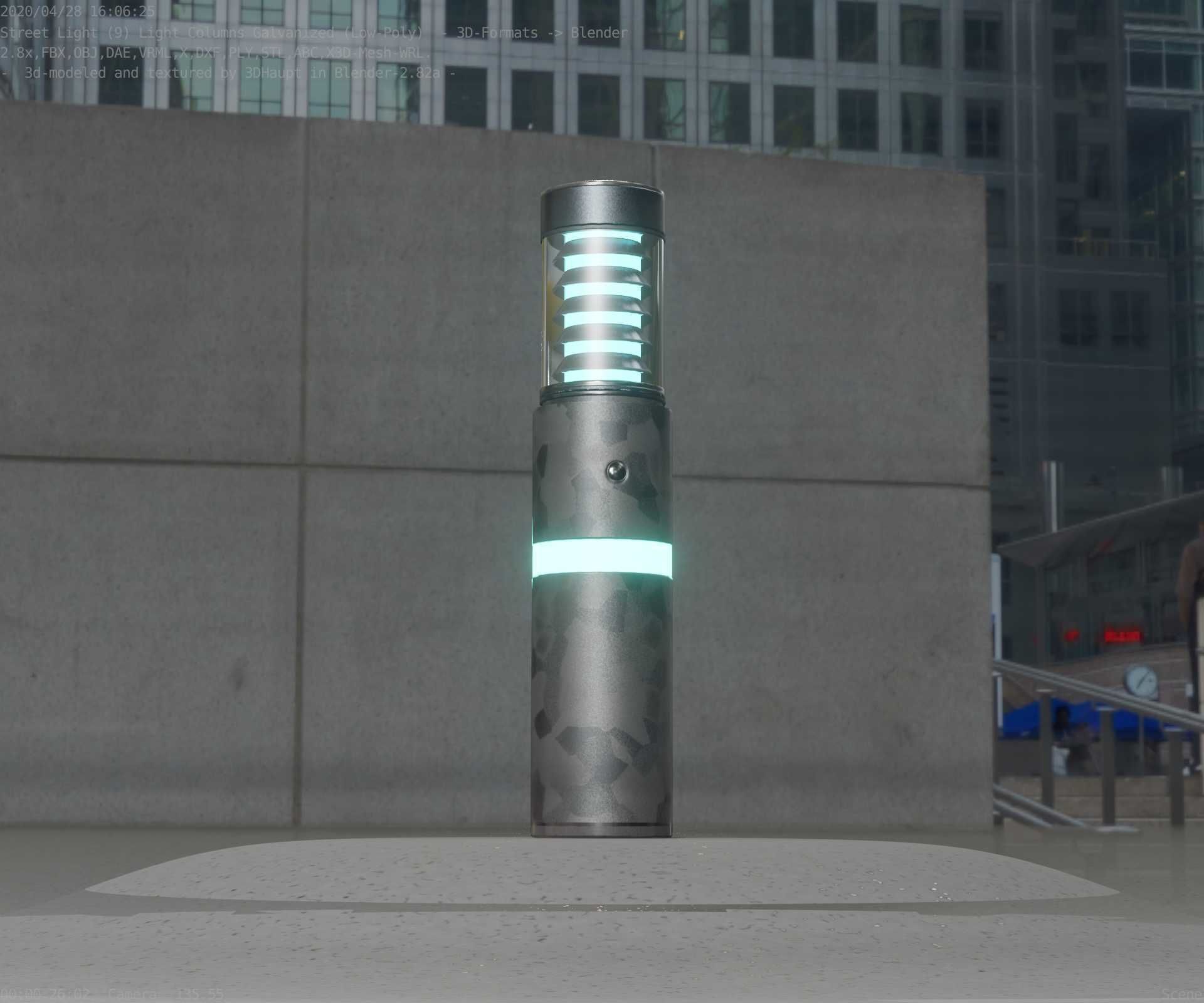 Galvanized Light-Column -7- Street-Light 9 Low-poly 3D model_52