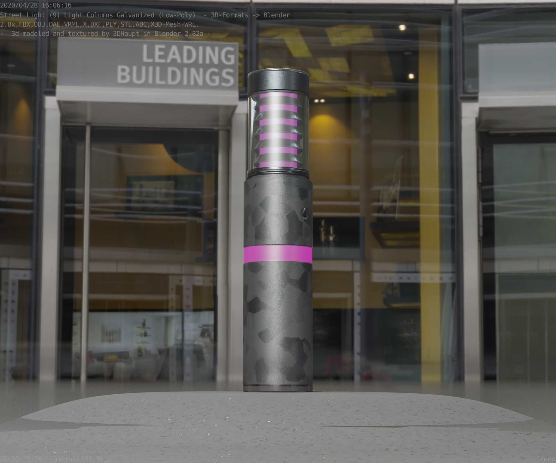 Galvanized Light-Column -7- Street-Light 9 Low-poly 3D model_46