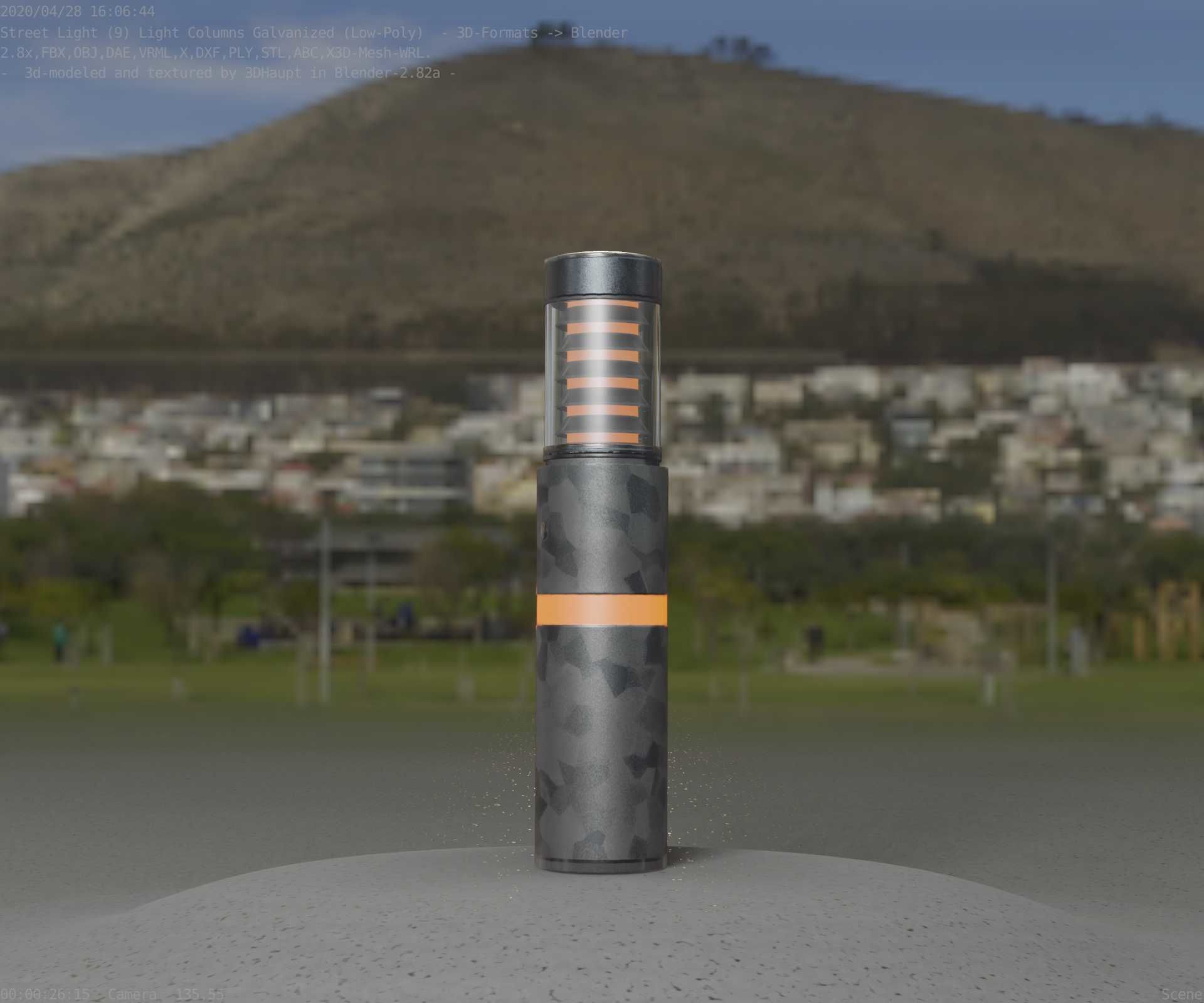 Galvanized Light-Column -7- Street-Light 9 Low-poly 3D model_6