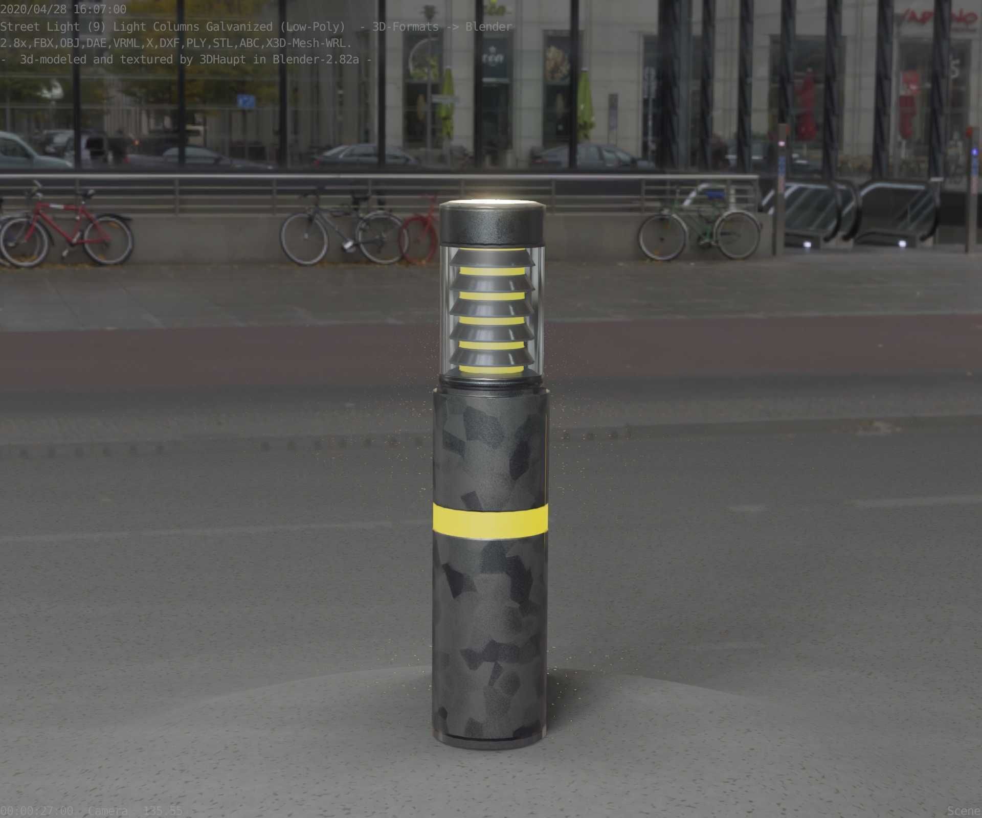 Galvanized Light-Column -7- Street-Light 9 Low-poly 3D model_15