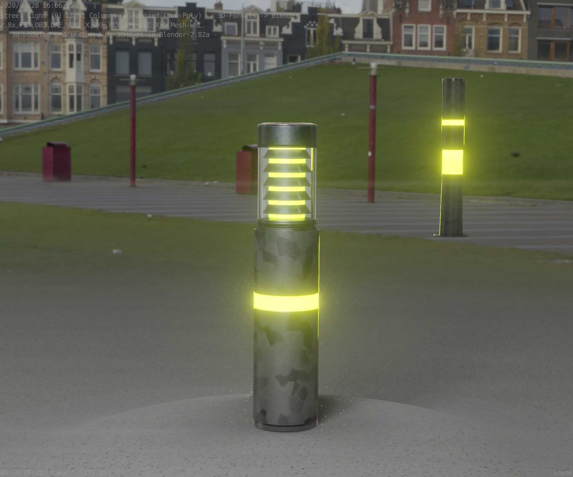 Galvanized Light-Column -7- Street-Light 9 Low-poly 3D model_14
