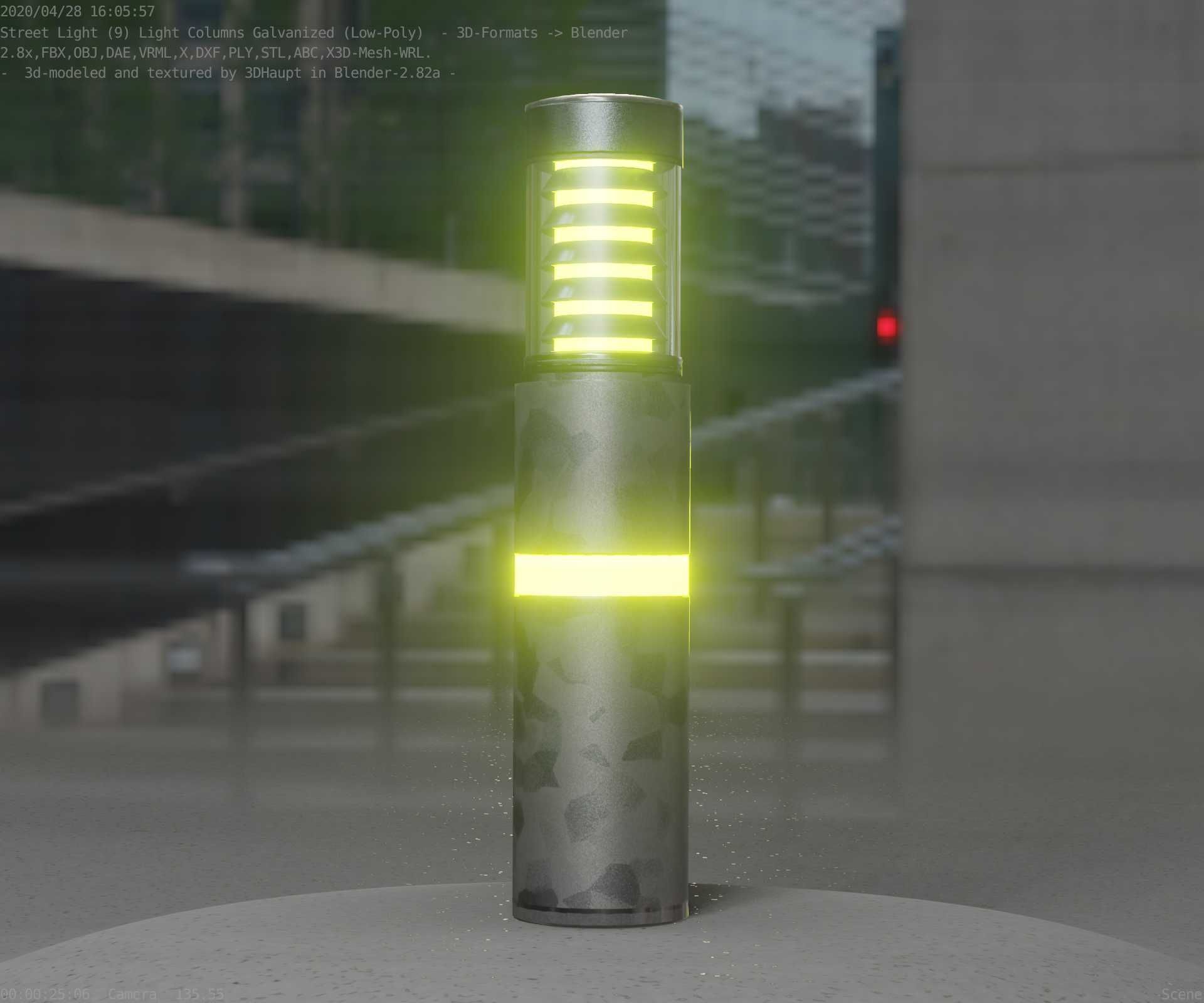 Galvanized Light-Column -7- Street-Light 9 Low-poly 3D model_32