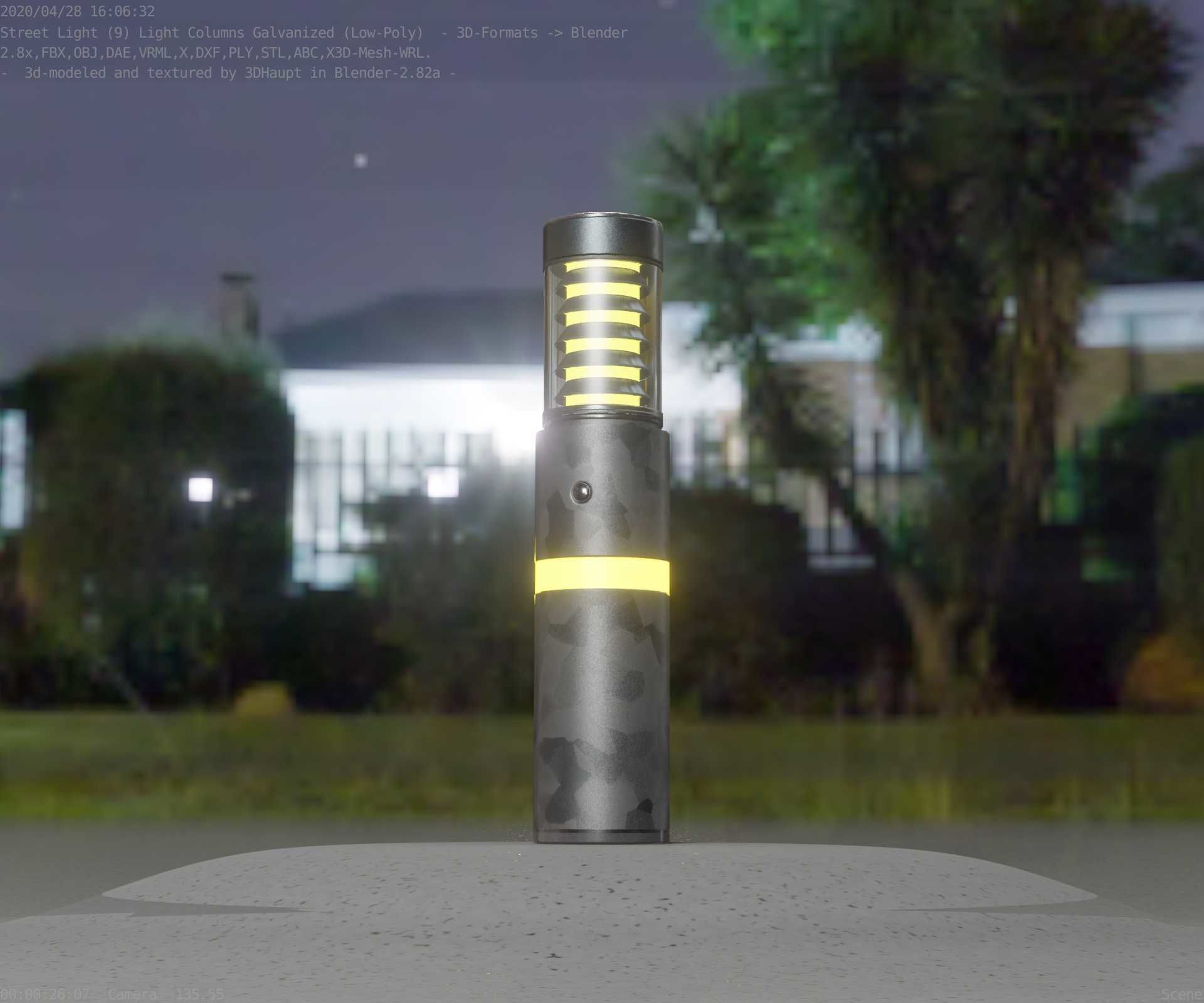 Galvanized Light-Column -7- Street-Light 9 Low-poly 3D model_56