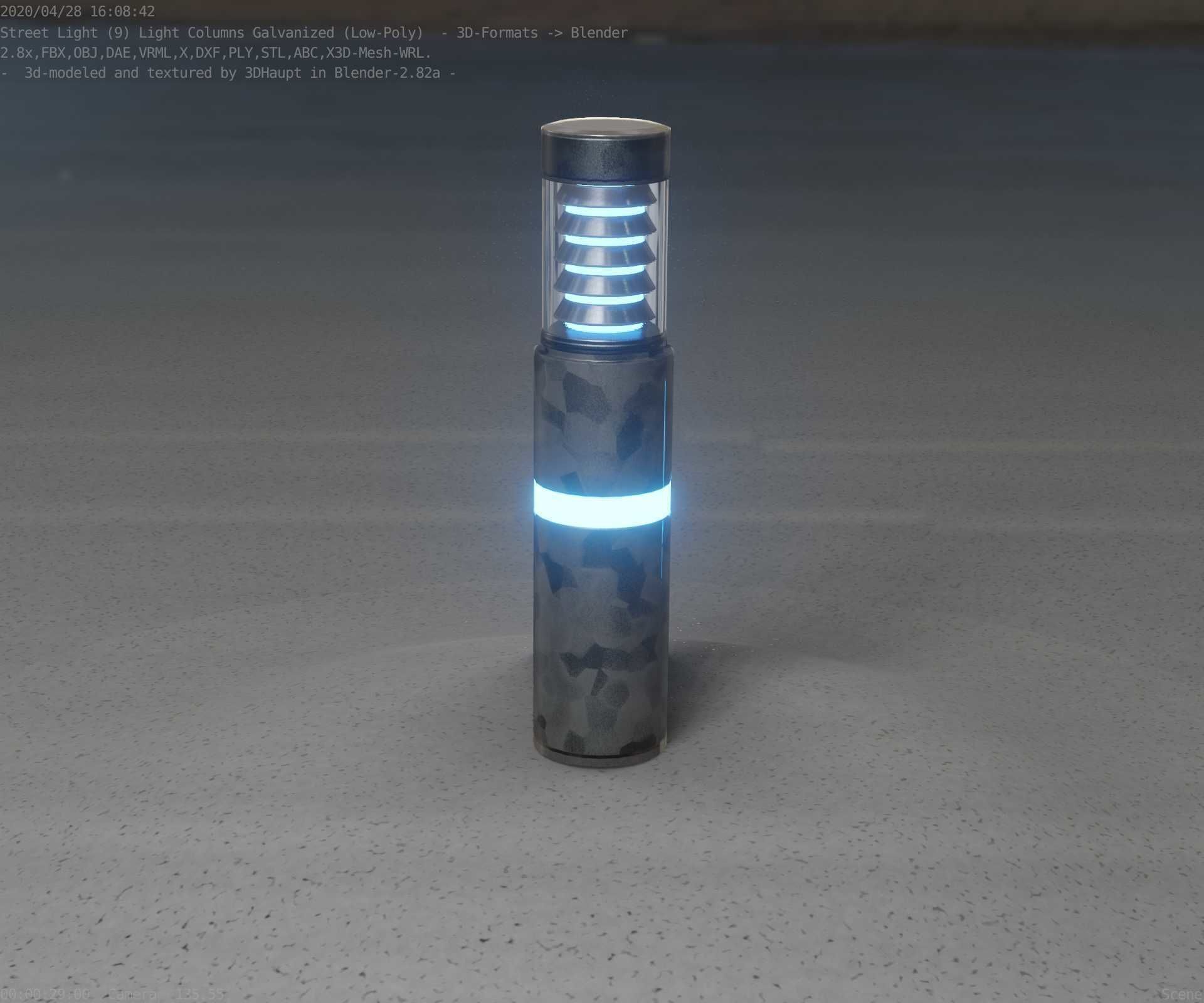 Galvanized Light-Column -7- Street-Light 9 Low-poly 3D model_62