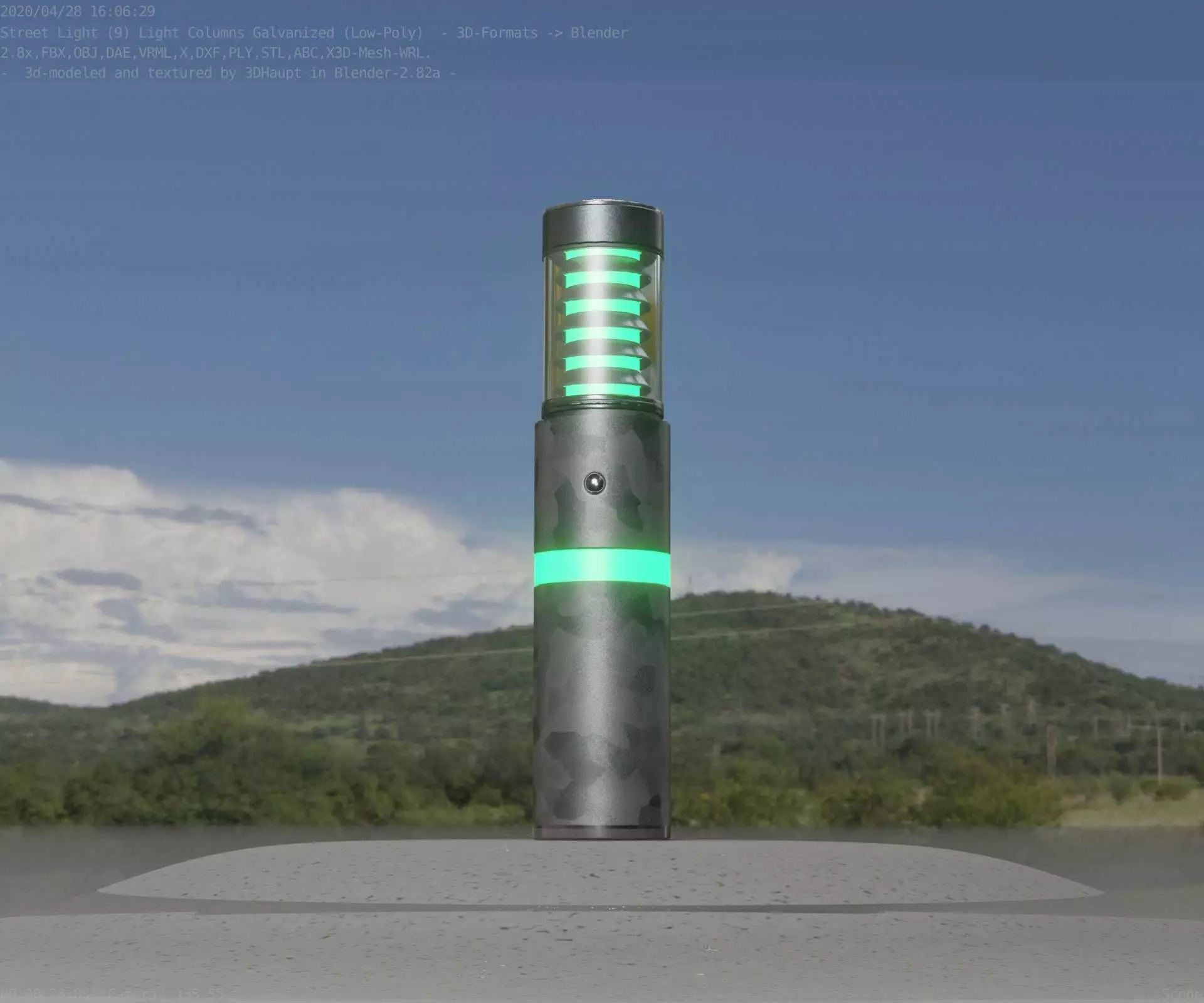 Galvanized Light-Column -7- Street-Light 9 Low-poly 3D model_0