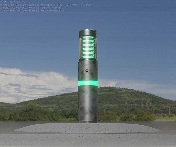 Galvanized Light-Column -7- Street-Light 9 Low-poly 3D model