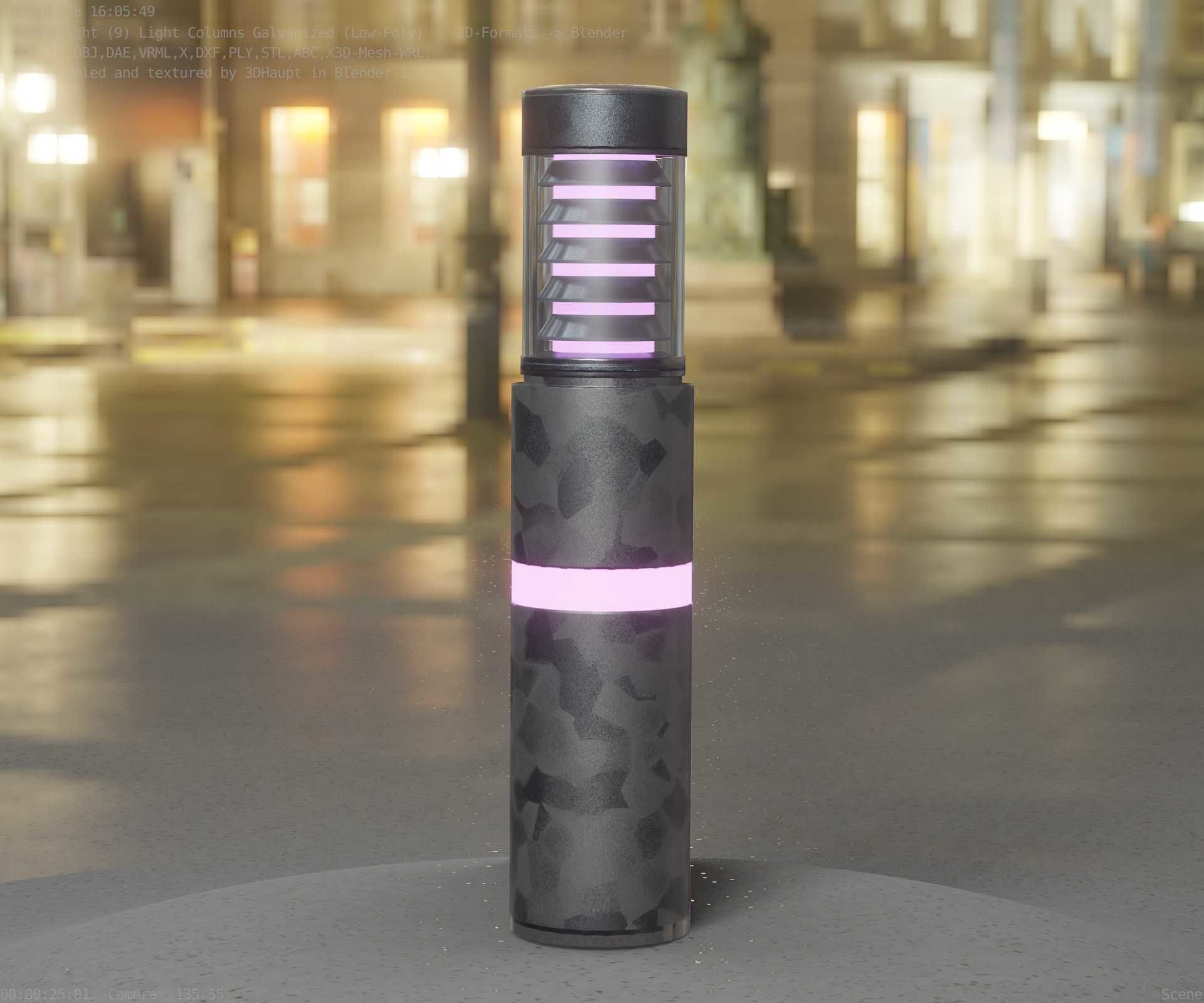 Galvanized Light-Column -7- Street-Light 9 Low-poly 3D model_27