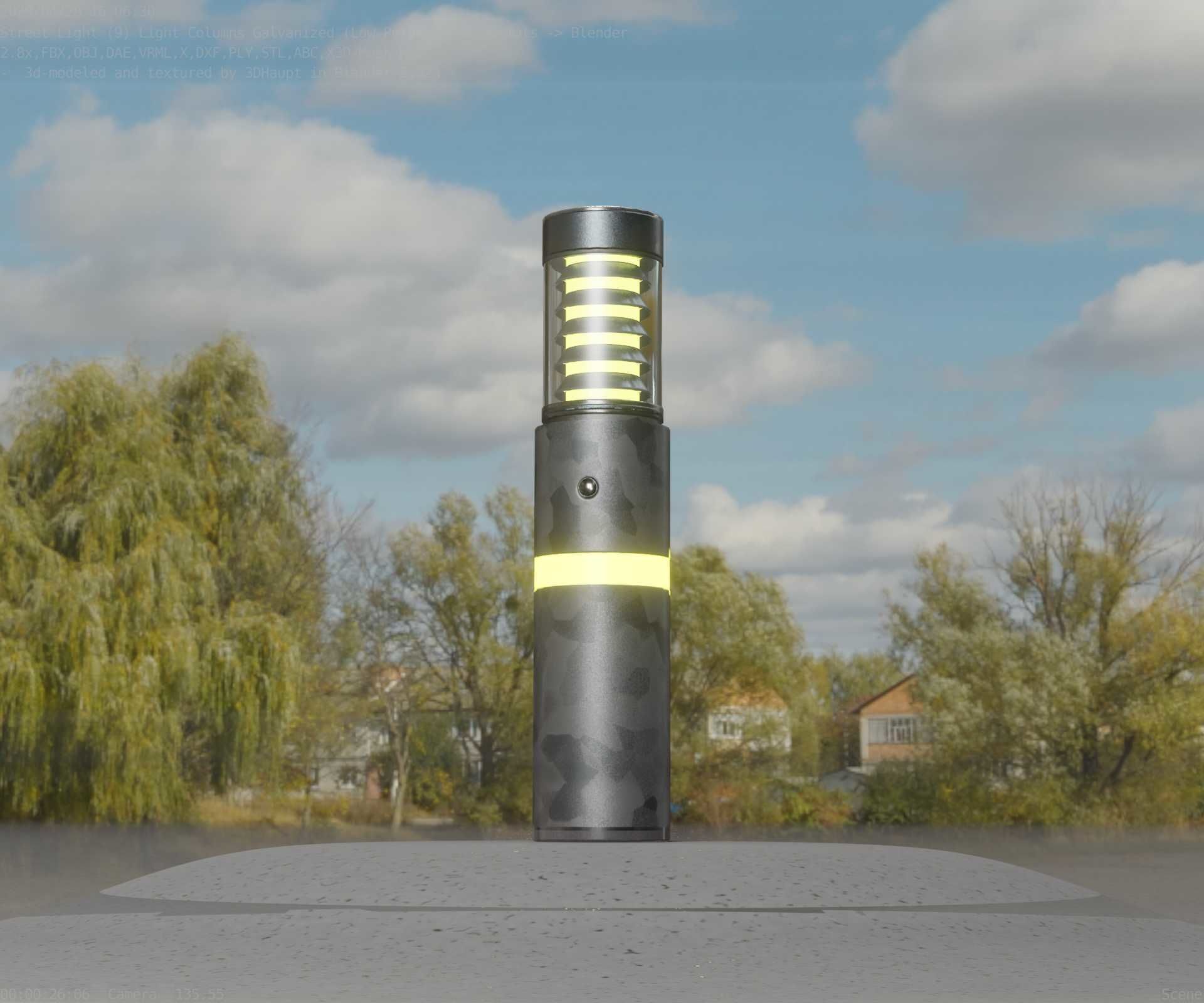 Galvanized Light-Column -7- Street-Light 9 Low-poly 3D model_55