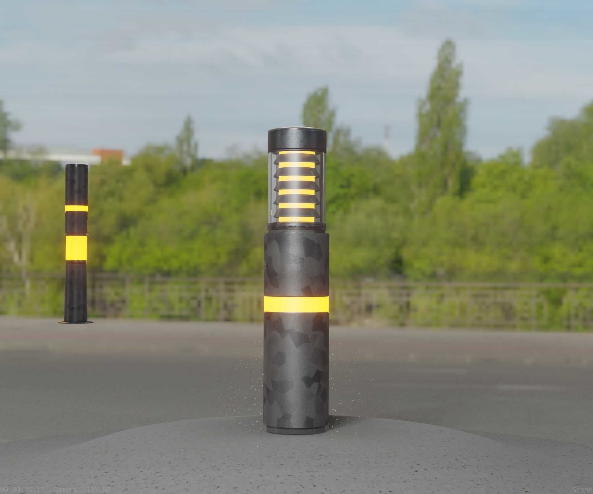 Galvanized Light-Column -7- Street-Light 9 Low-poly 3D model_9