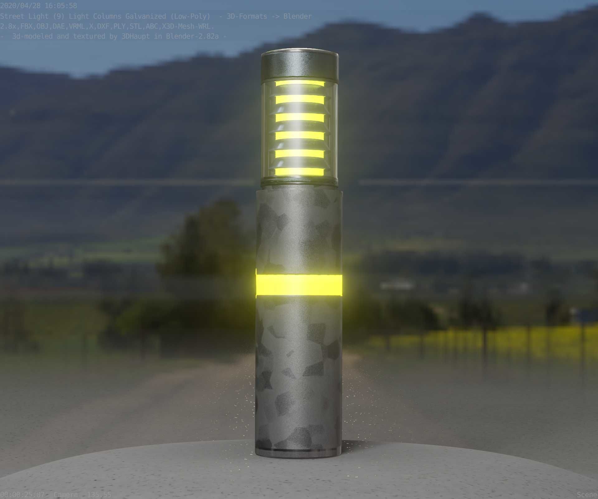 Galvanized Light-Column -7- Street-Light 9 Low-poly 3D model_33