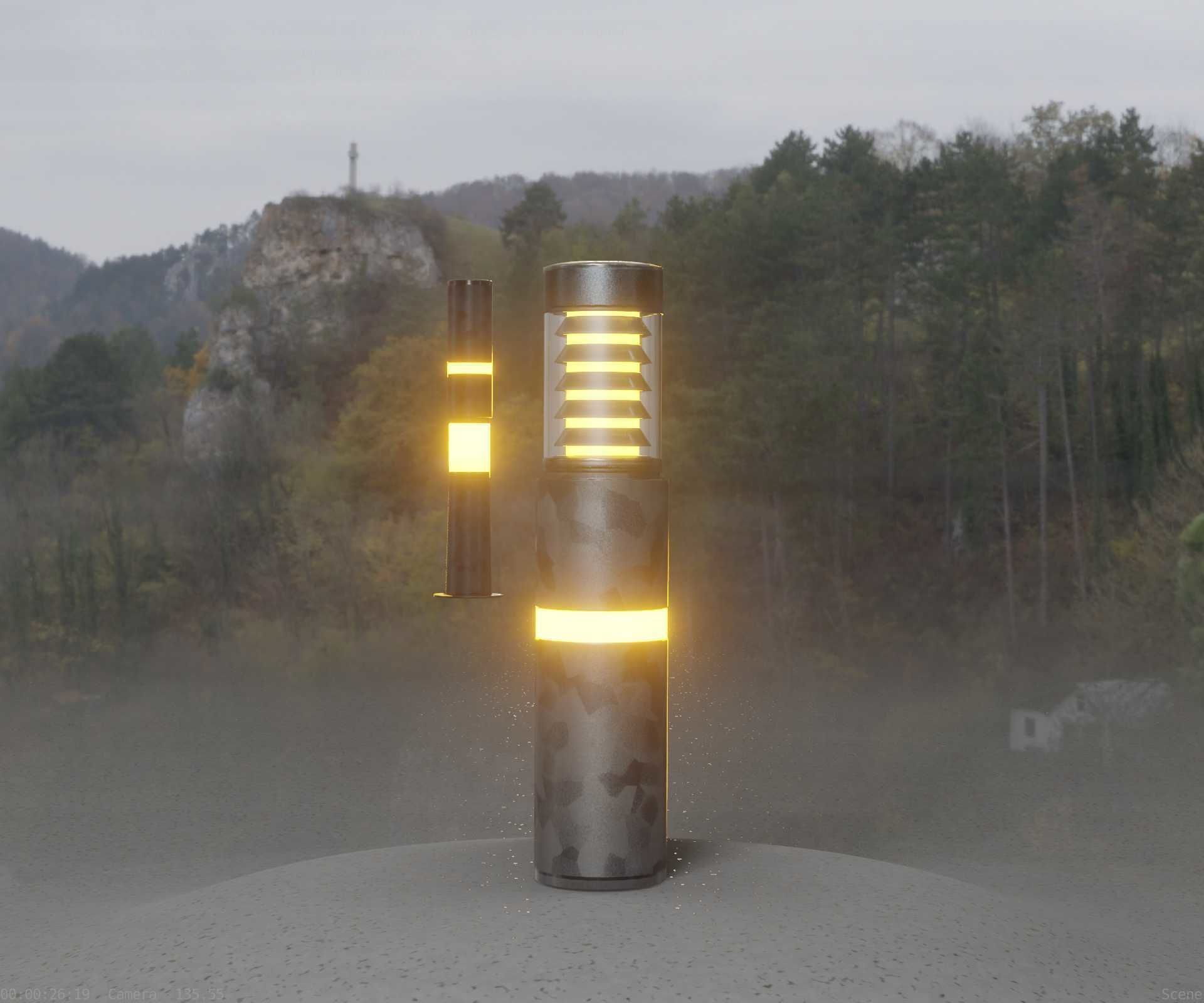 Galvanized Light-Column -7- Street-Light 9 Low-poly 3D model_11