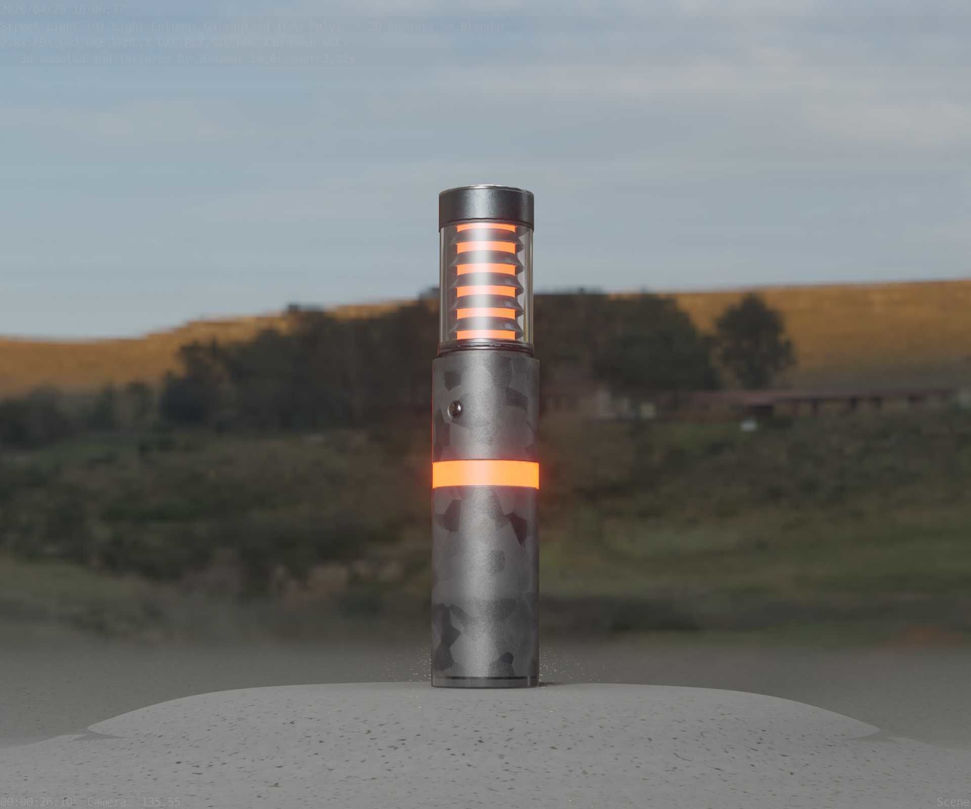 Galvanized Light-Column -7- Street-Light 9 Low-poly 3D model_59