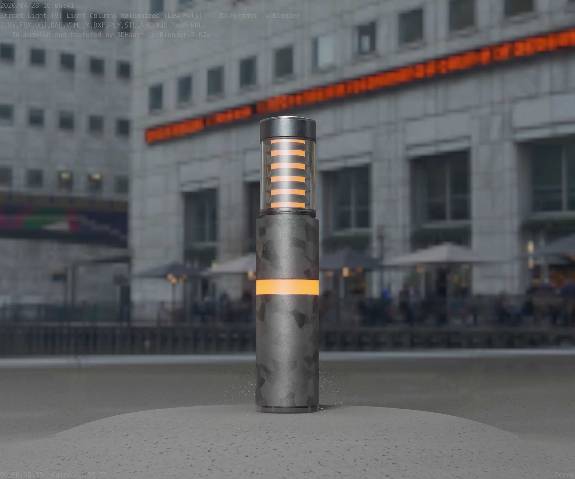 Galvanized Light-Column -7- Street-Light 9 Low-poly 3D model_4