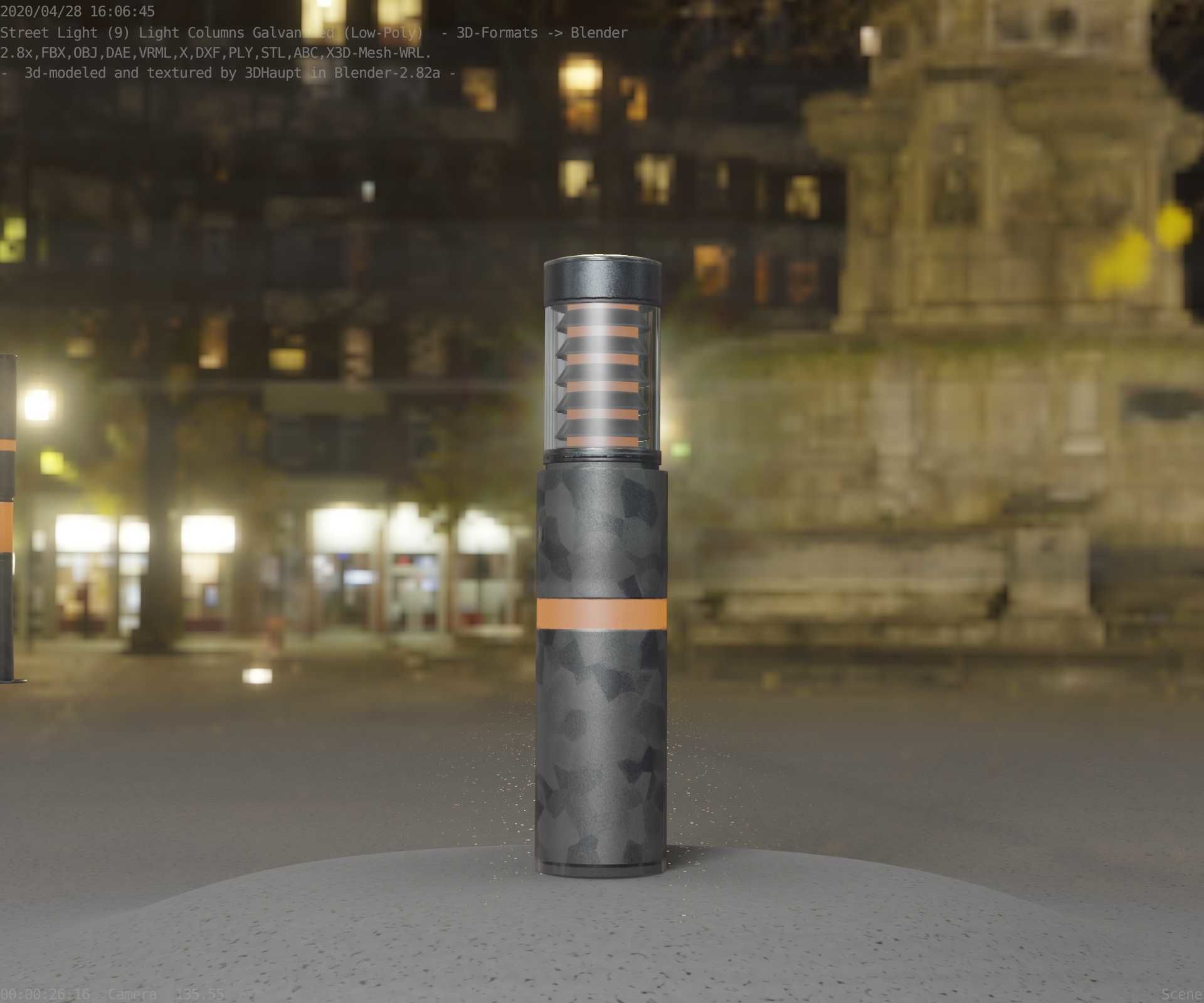 Galvanized Light-Column -7- Street-Light 9 Low-poly 3D model_7