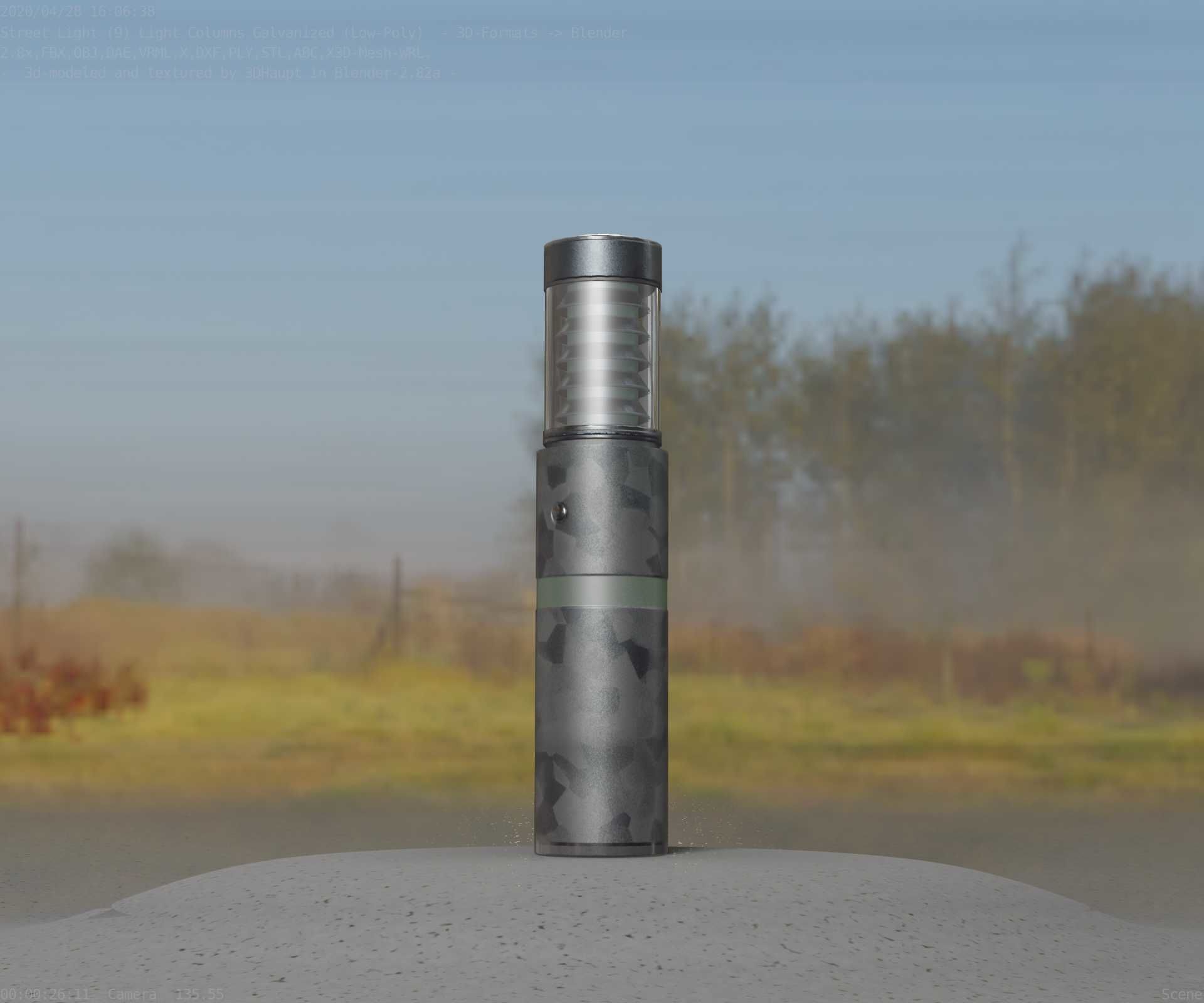 Galvanized Light-Column -7- Street-Light 9 Low-poly 3D model_1