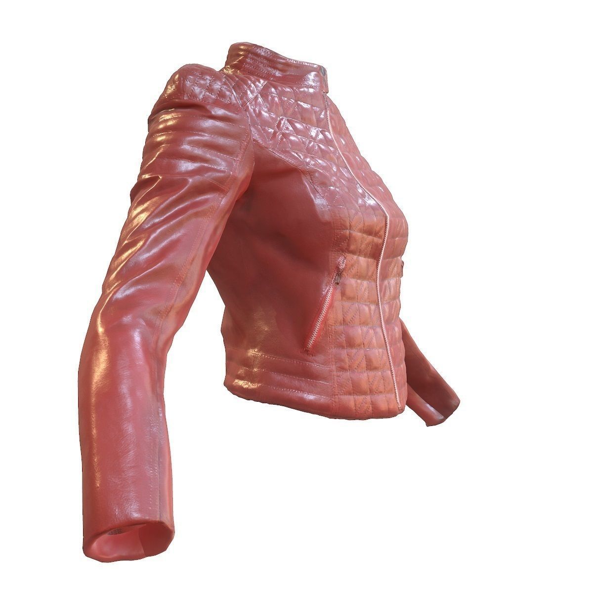 Red Shiny Jacket Low-poly 3D model_4