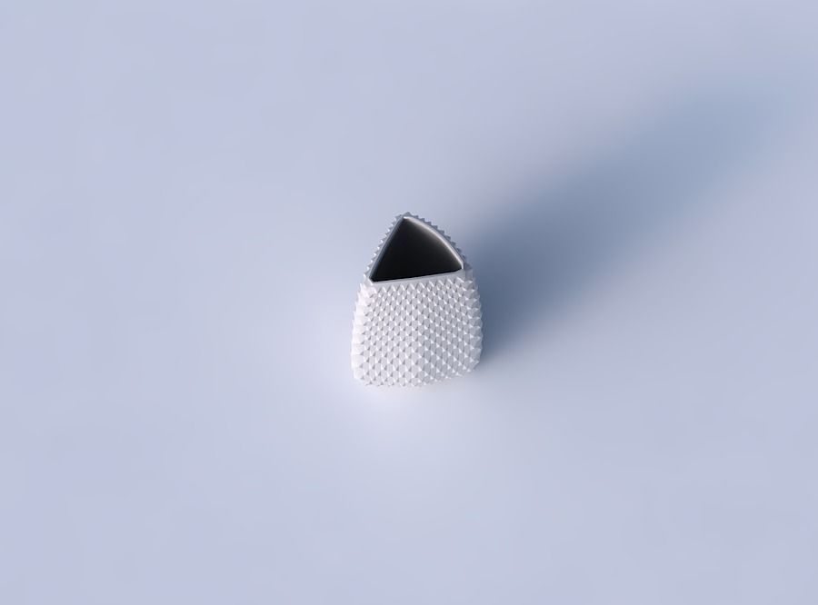 Vase curved tipping triangle with grid piramides 3D print model_2