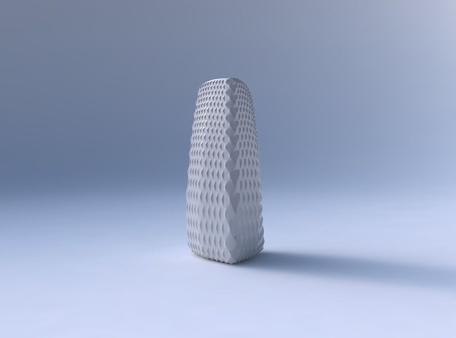 Vase curved tipping triangle with grid piramides 3D print model_4