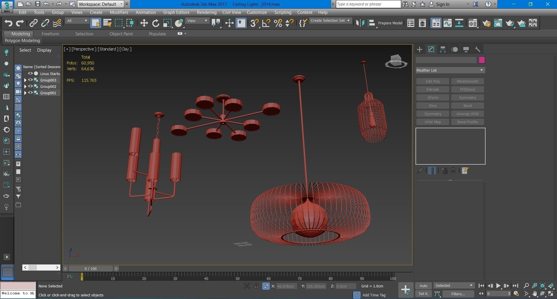 Ceiling Lights 01 Low-poly 3D model_10