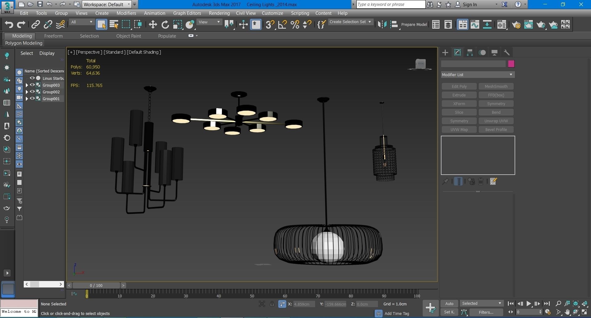 Ceiling Lights 01 Low-poly 3D model_11