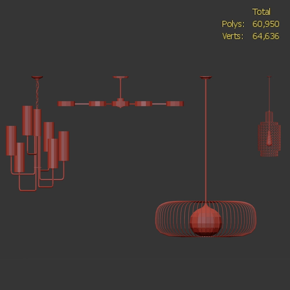 Ceiling Lights 01 Low-poly 3D model_9