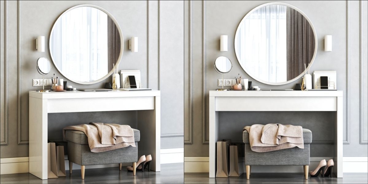 MALM Dressing Table with LANGESUND Mirror  3D model_1