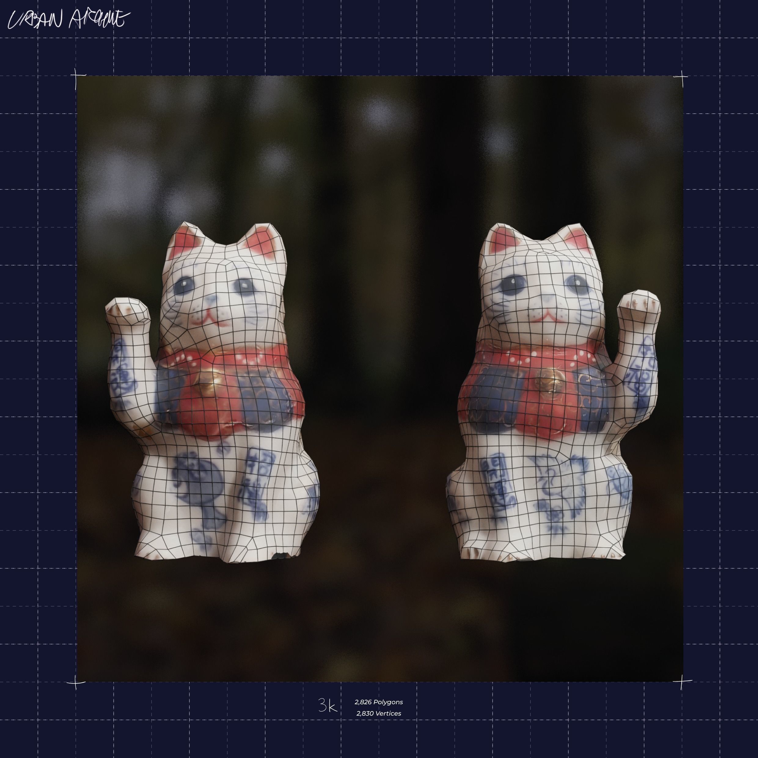 Photoscan 3D asset - Maneki Neko Lucky Cats Low-poly 3D model_7