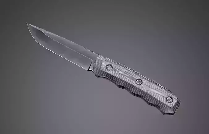Black Titanium Tatical Knife AAA Game Ready Asset Low-poly 3D model