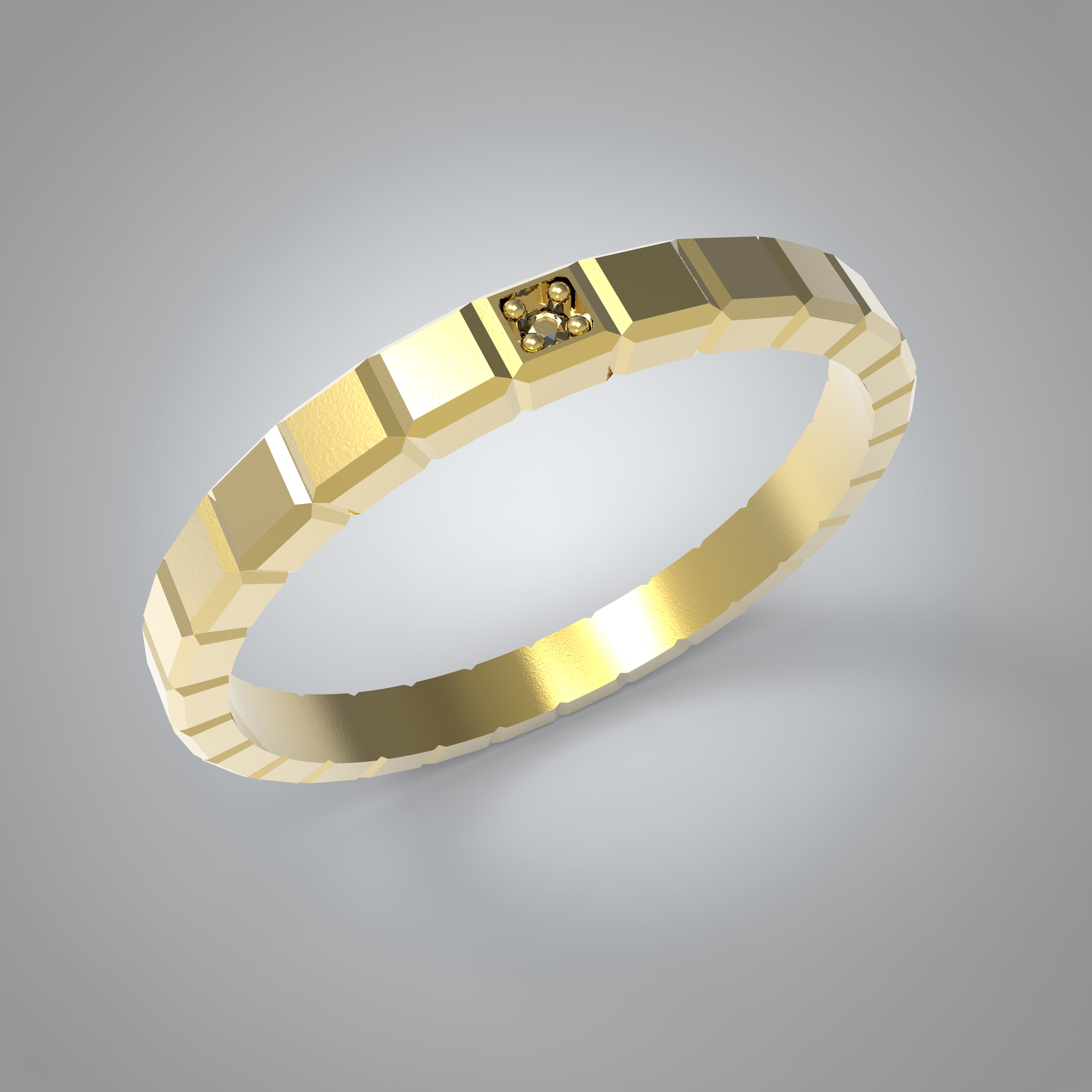 Model 106 Chopard Facet Diamond Ring Ice Cube Pure US Size 3D print model_2